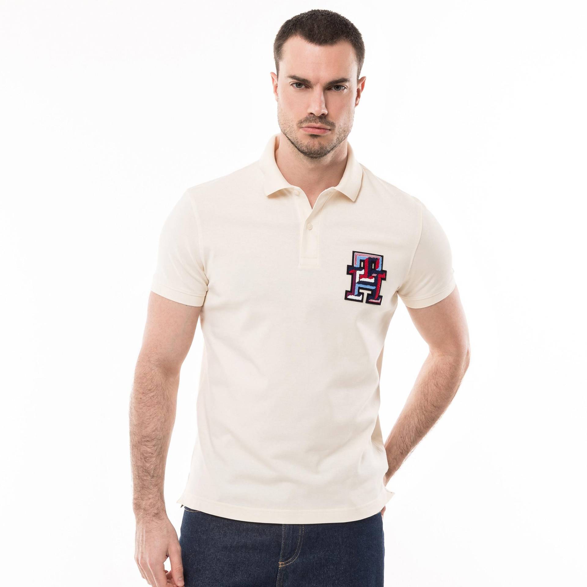 Poloshirt, Kurzarm Herren Beige L von TOMMY HILFIGER