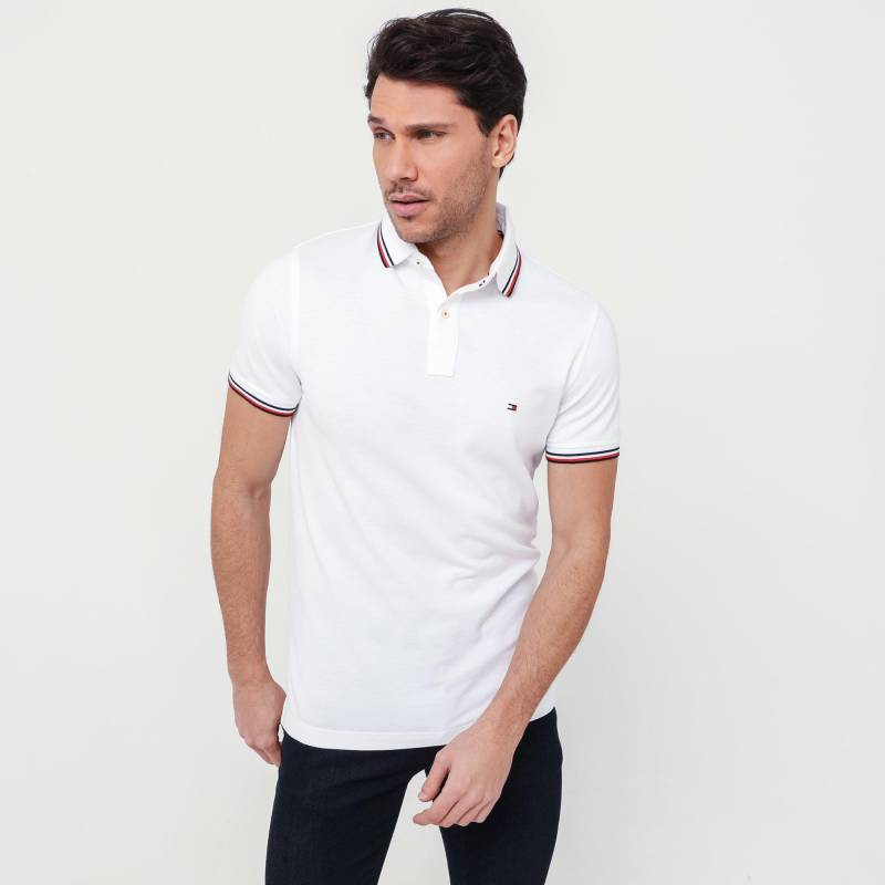 Poloshirt, Kurzarm Herren Weiss L von TOMMY HILFIGER