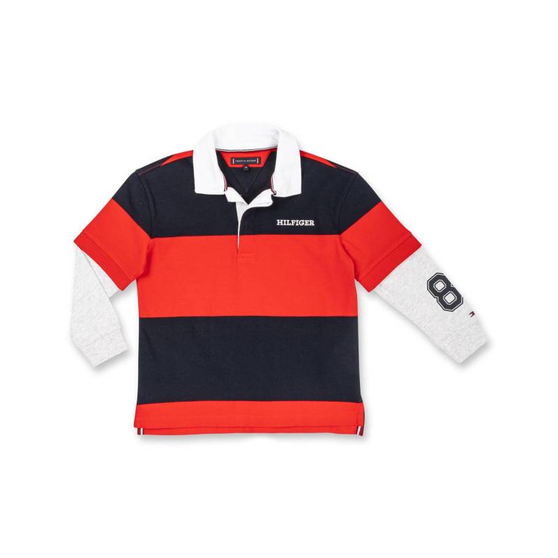 Poloshirt, Langarm Jungen Rot 4A von TOMMY HILFIGER