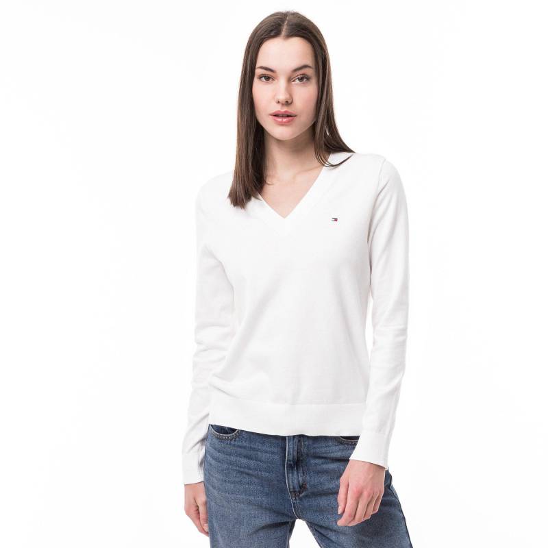 Pullover, V-neck Damen Ecru L von TOMMY HILFIGER