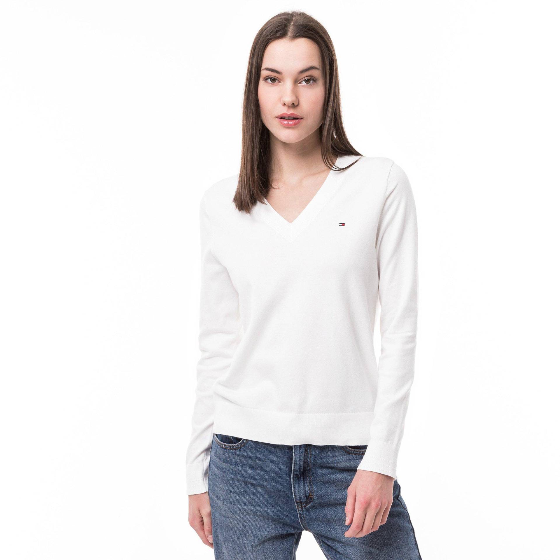 Tommy Hilfiger - Pullover, V-Neck, für Damen, Ecru, Größe XL von Tommy Hilfiger