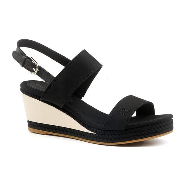 Rope Webbing Mid Wedge-39 Damen Schwarz 39 von TOMMY HILFIGER