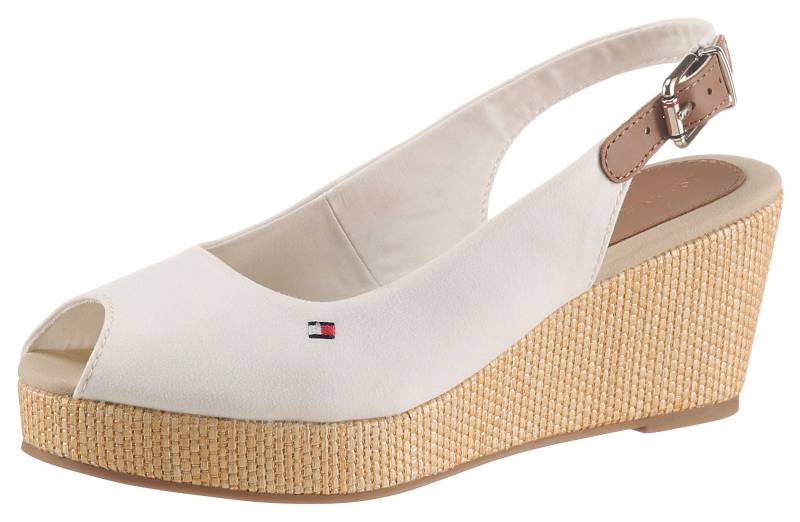 Tommy Hilfiger Sandalette »ICONIC ELBA SLING BACK WEDGE«, Sommerschuh, Sandale, Keilabsatz, mit Jutebesatz von TOMMY HILFIGER