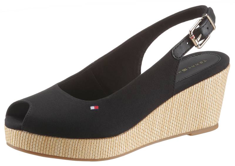 Tommy Hilfiger Sandalette »ICONIC ELBA SLING BACK WEDGE«, Sommerschuh, Sandale, Keilabsatz, mit Jutebesatz von TOMMY HILFIGER