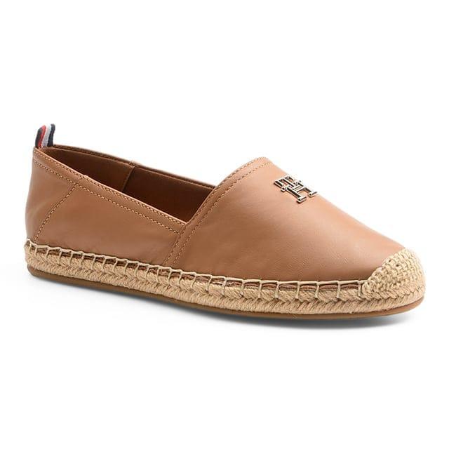 Th Flat Leather Espadrille Damen Cognac 37 von TOMMY HILFIGER