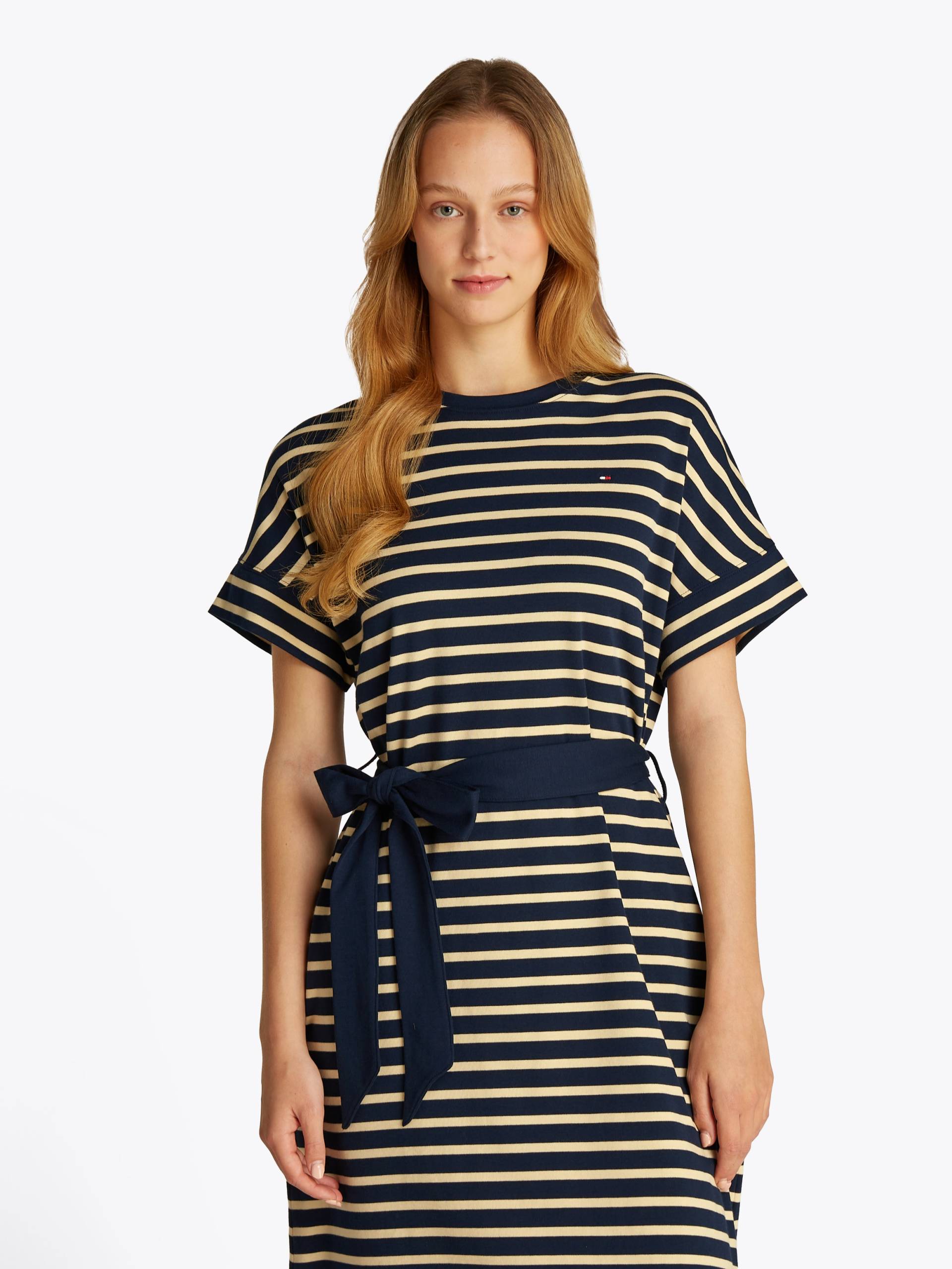 Tommy Hilfiger A-Linien-Kleid »COTTON INTERLOCK SHORT DRESS«, mit Bindeband von TOMMY HILFIGER