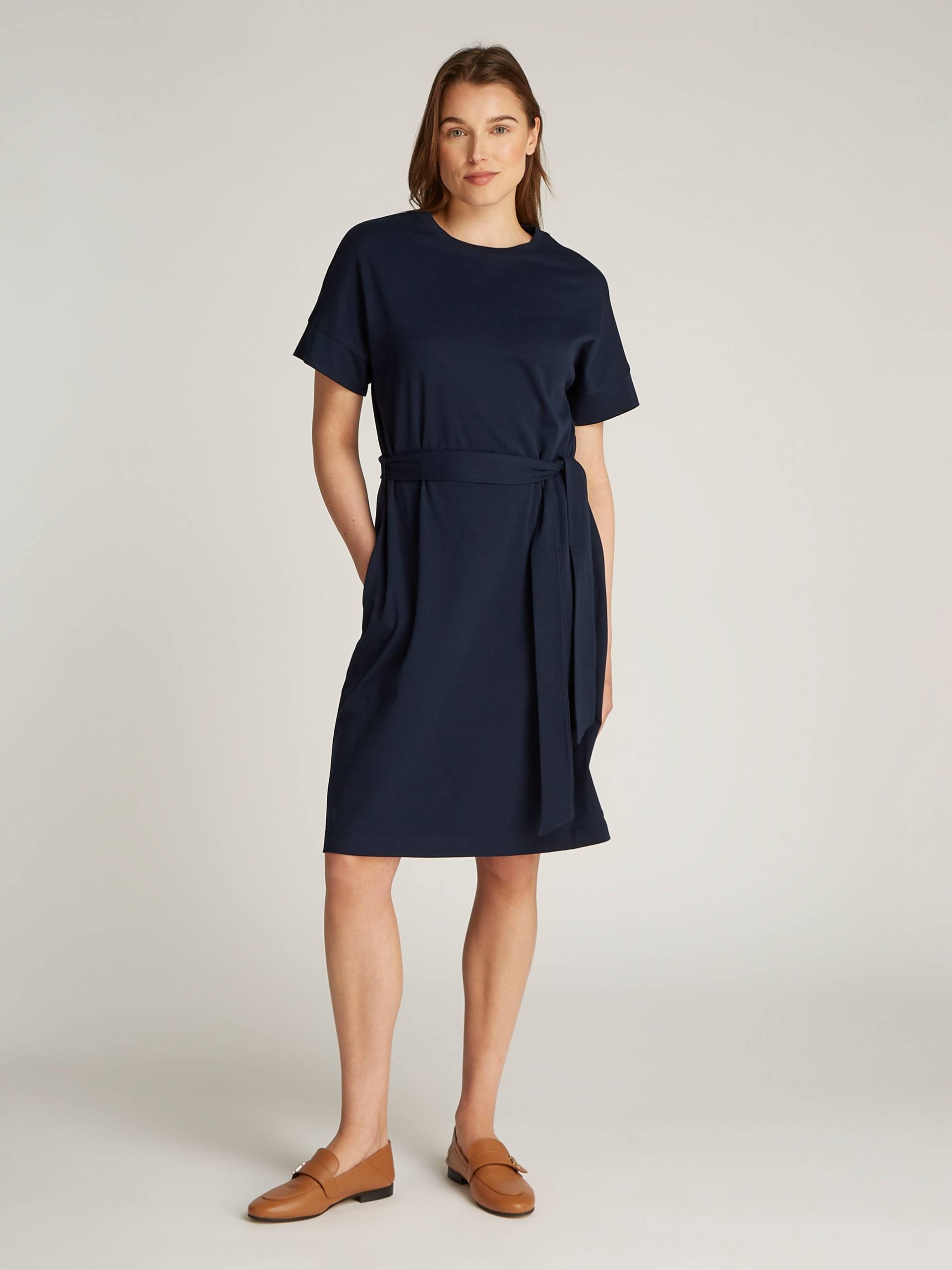 Tommy Hilfiger A-Linien-Kleid »COTTON INTERLOCK SHORT DRESS«, mit Bindeband von TOMMY HILFIGER