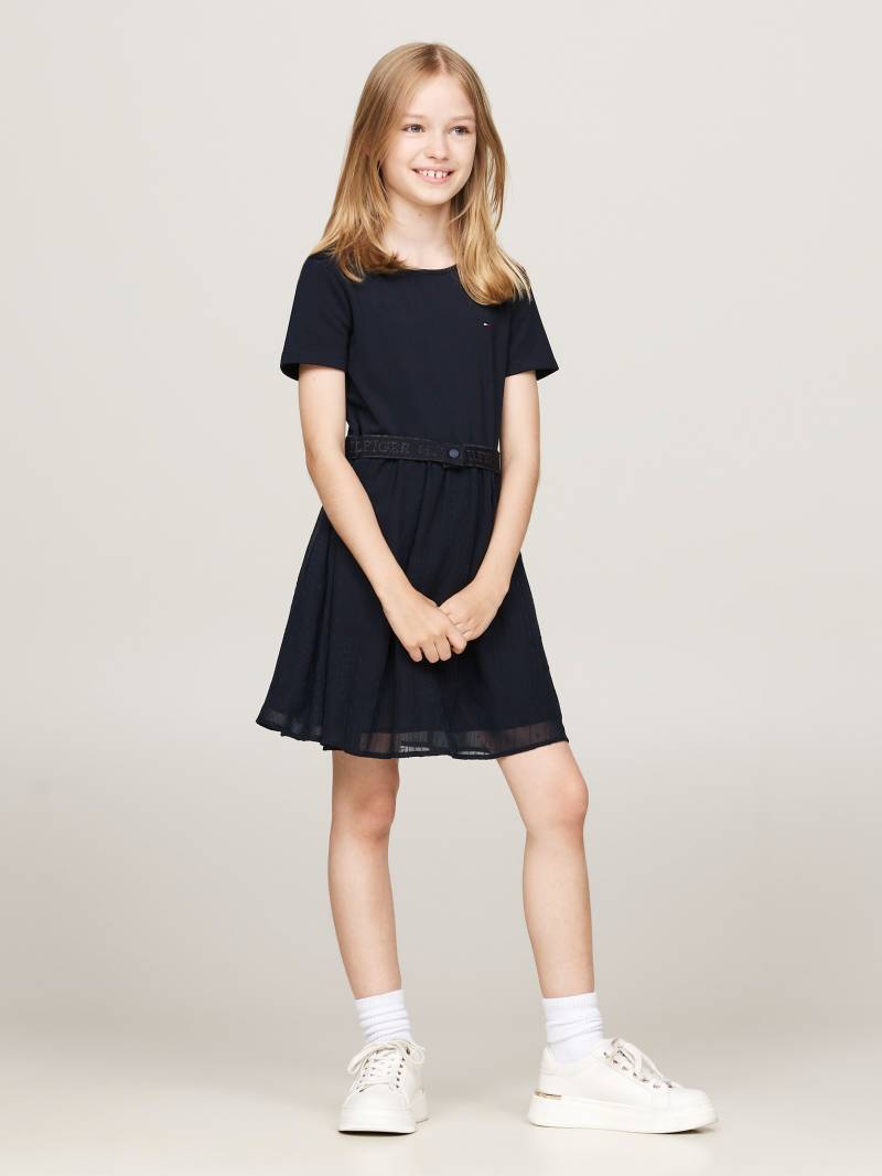 Tommy Hilfiger A-Linien-Kleid »HILFIGER PUNTO TULLE DRESS LS«, mit Logo auf Taillenbund von TOMMY HILFIGER