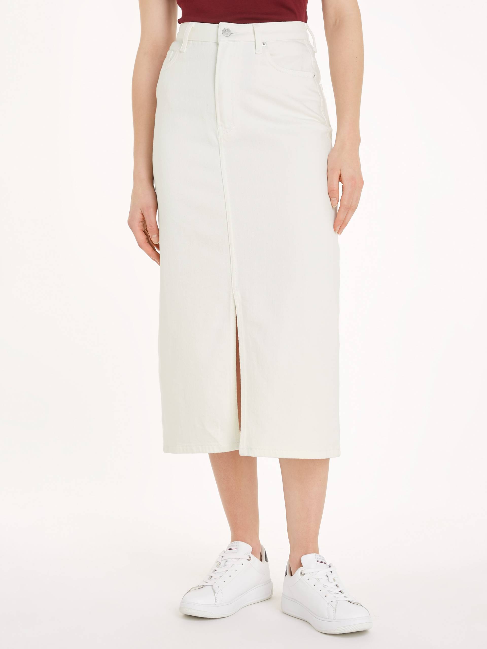 Tommy Hilfiger Bleistiftrock »MIDI STRAIGHT SKIRT HW ECRU«, im 5-Pocket-Style von TOMMY HILFIGER