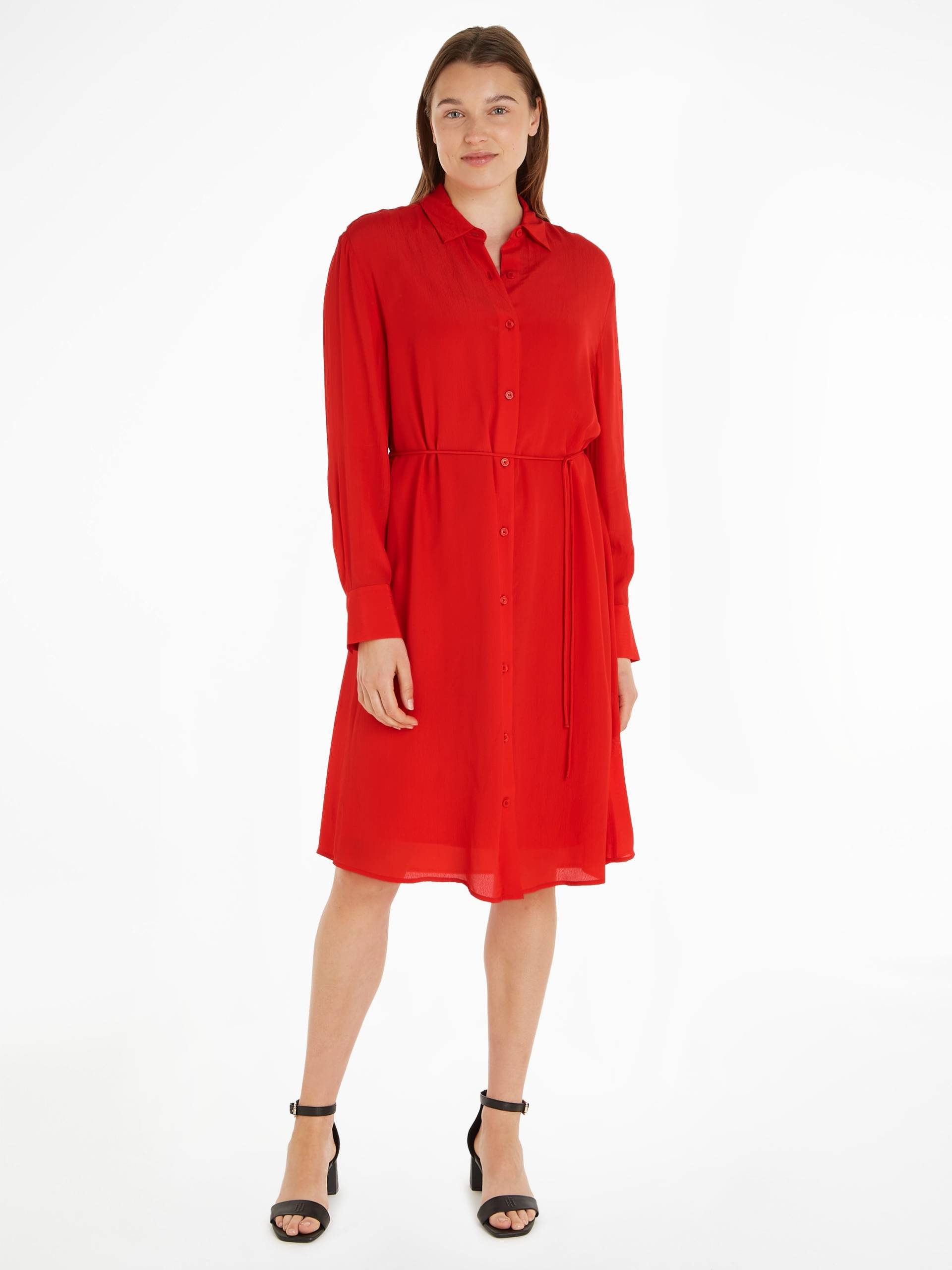 Tommy Hilfiger Blusenkleid »FLUID VISCOSE CREPE KNEE DRESS«, mit Logopatch von TOMMY HILFIGER