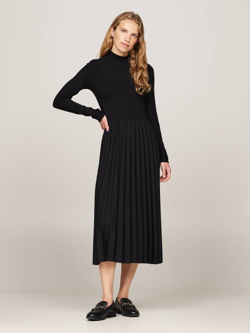 Tommy Hilfiger Blusenkleid »RIB MIX F&F PLEATED DRESS LS«, mit Falten, Rippoptik von TOMMY HILFIGER