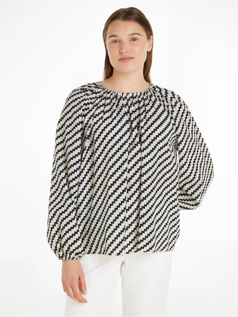 Tommy Hilfiger Blusentop »ZIGZAG GATHERED BLOUSE LS«, mit Logopatch von TOMMY HILFIGER