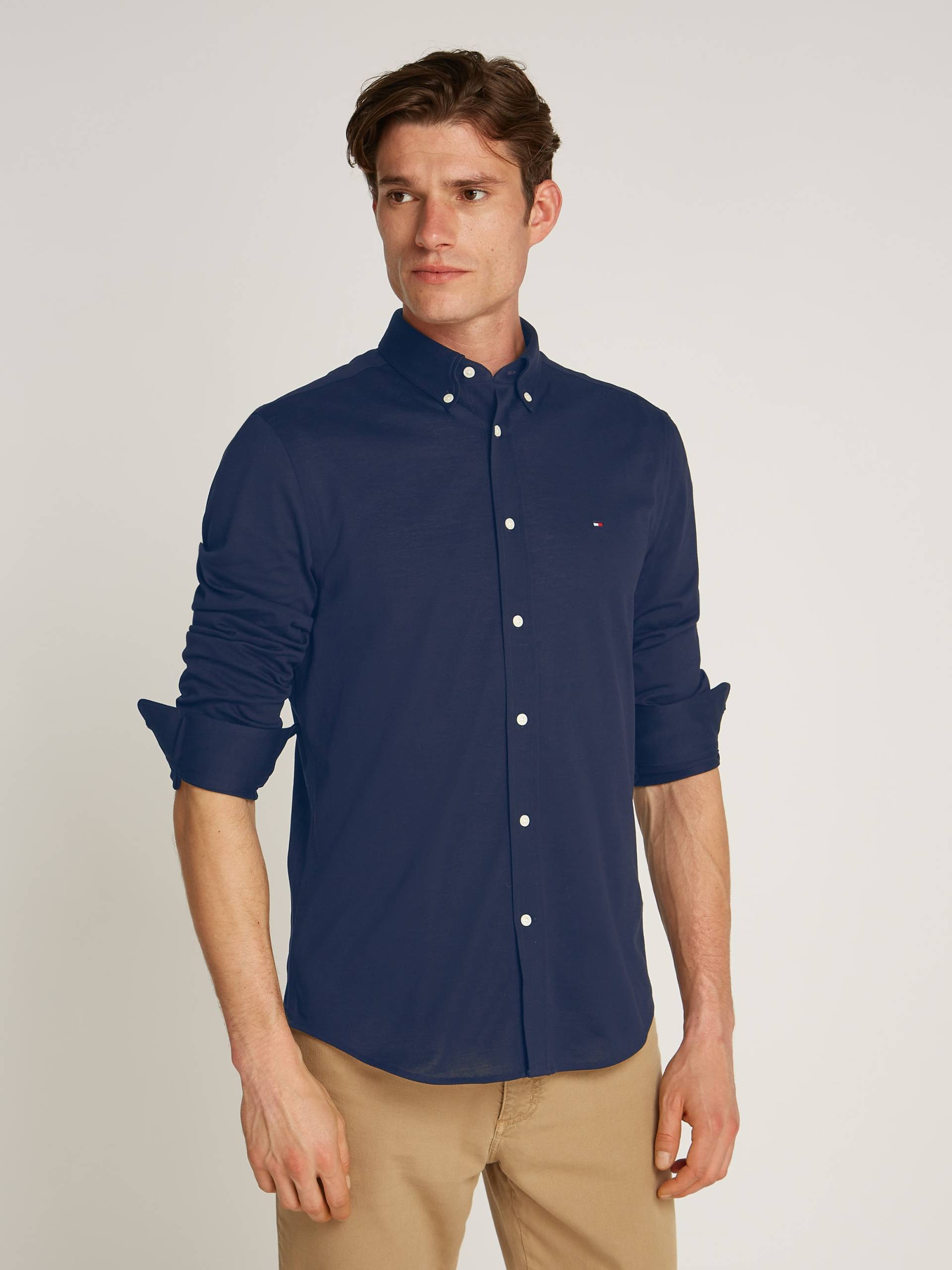 Tommy Hilfiger Businesshemd »FLEX DOBBY SF SHIRT«, mit Logostickerei von TOMMY HILFIGER