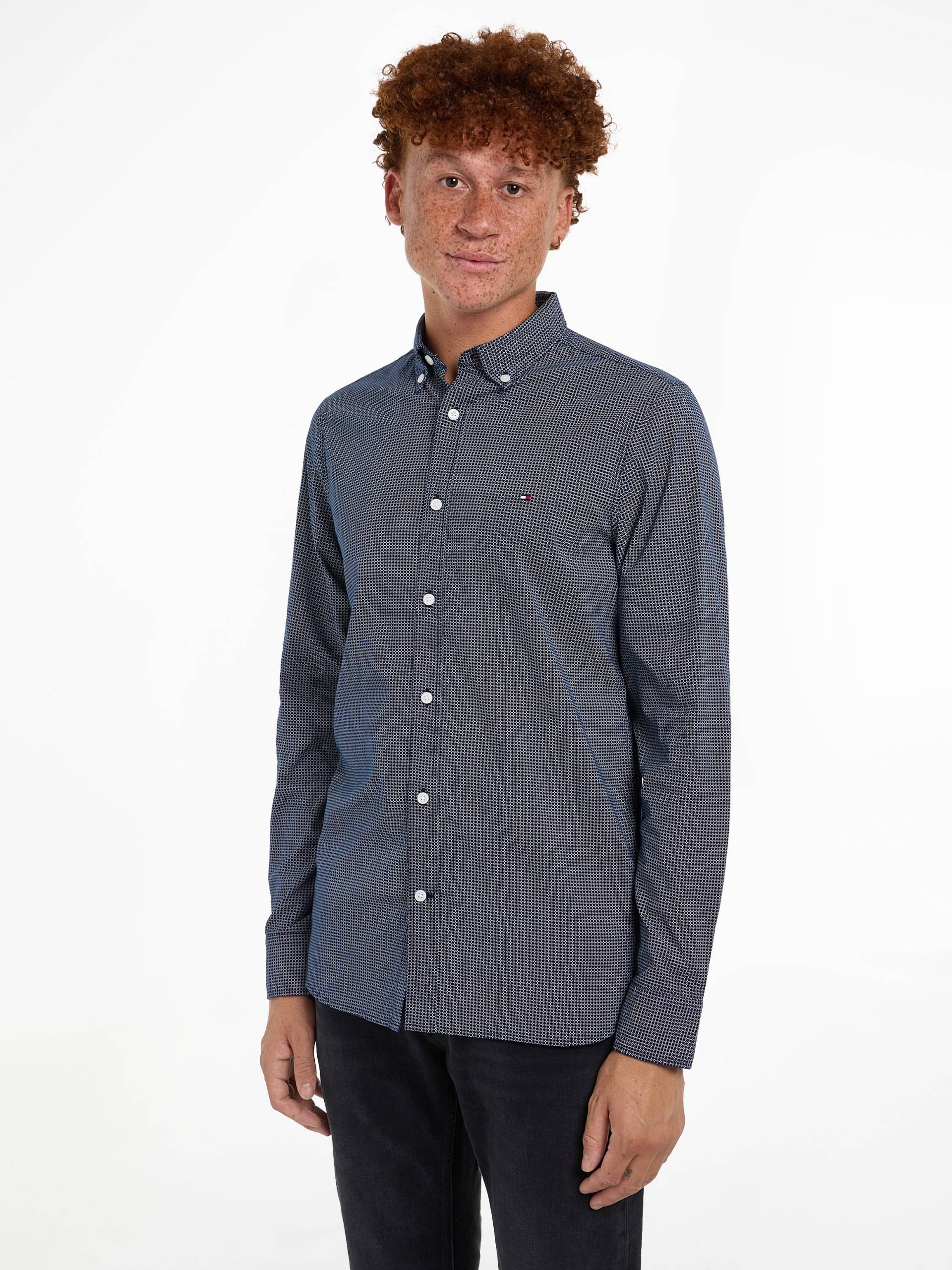 Tommy Hilfiger Businesshemd »FLEX MICRO FOULARD SF SHIRT«, Mit Minimal-Print, Button-down-Kragen von TOMMY HILFIGER