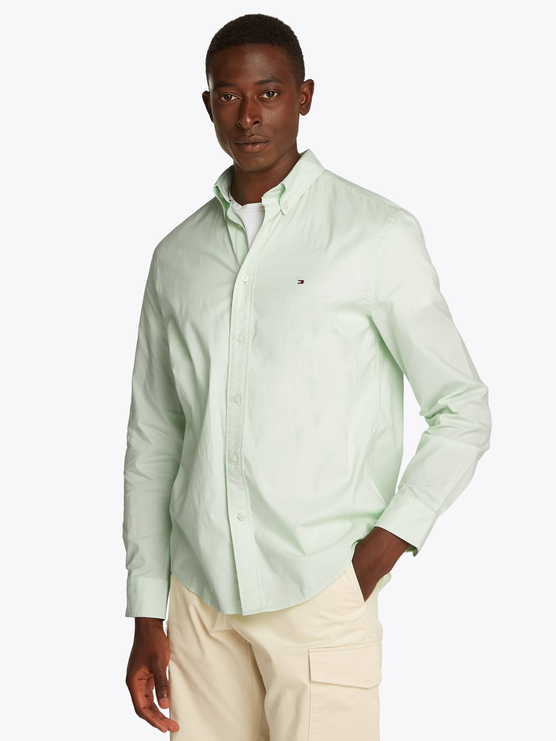 Tommy Hilfiger Businesshemd »FLEX POPLIN SOLID RF SHIRT 1«, mit Logostickerei von TOMMY HILFIGER