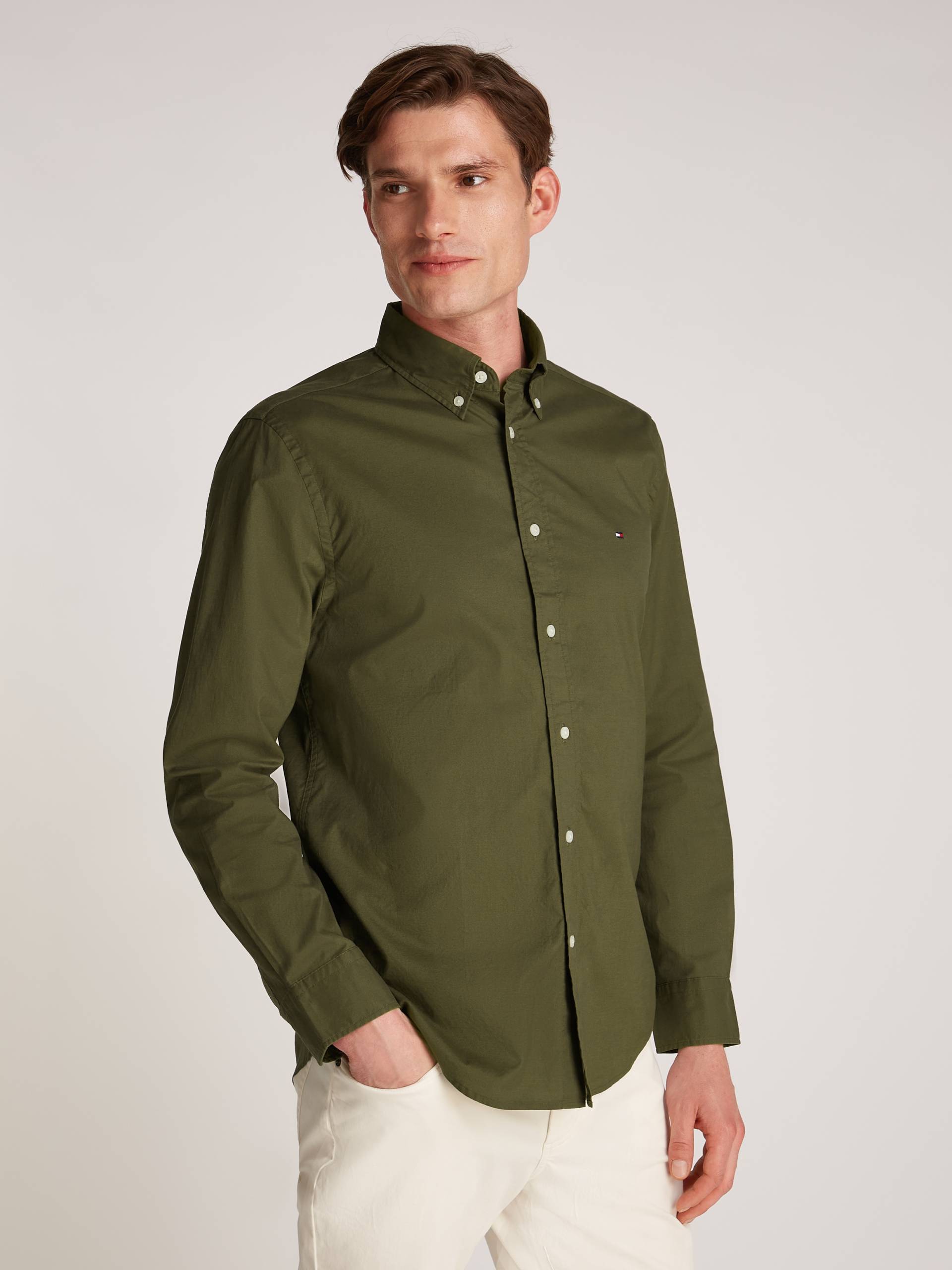 Tommy Hilfiger Businesshemd »FLEX POPLIN SOLID RF SHIRT 1«, mit Logostickerei von TOMMY HILFIGER