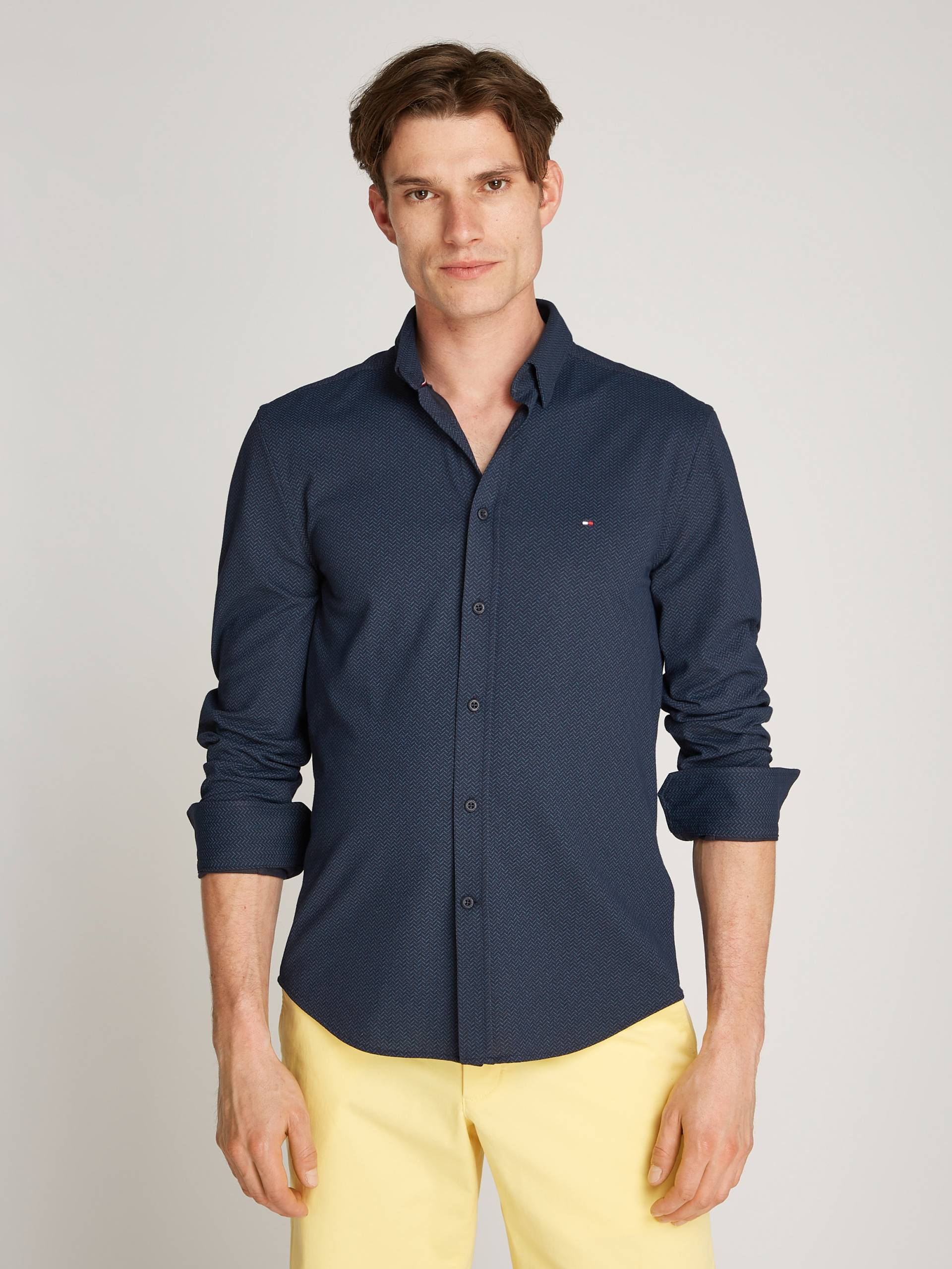 Tommy Hilfiger Businesshemd »PERFORMANCE OXF PIQUE PRT SHIRT«, mit Fischgratmuster von TOMMY HILFIGER