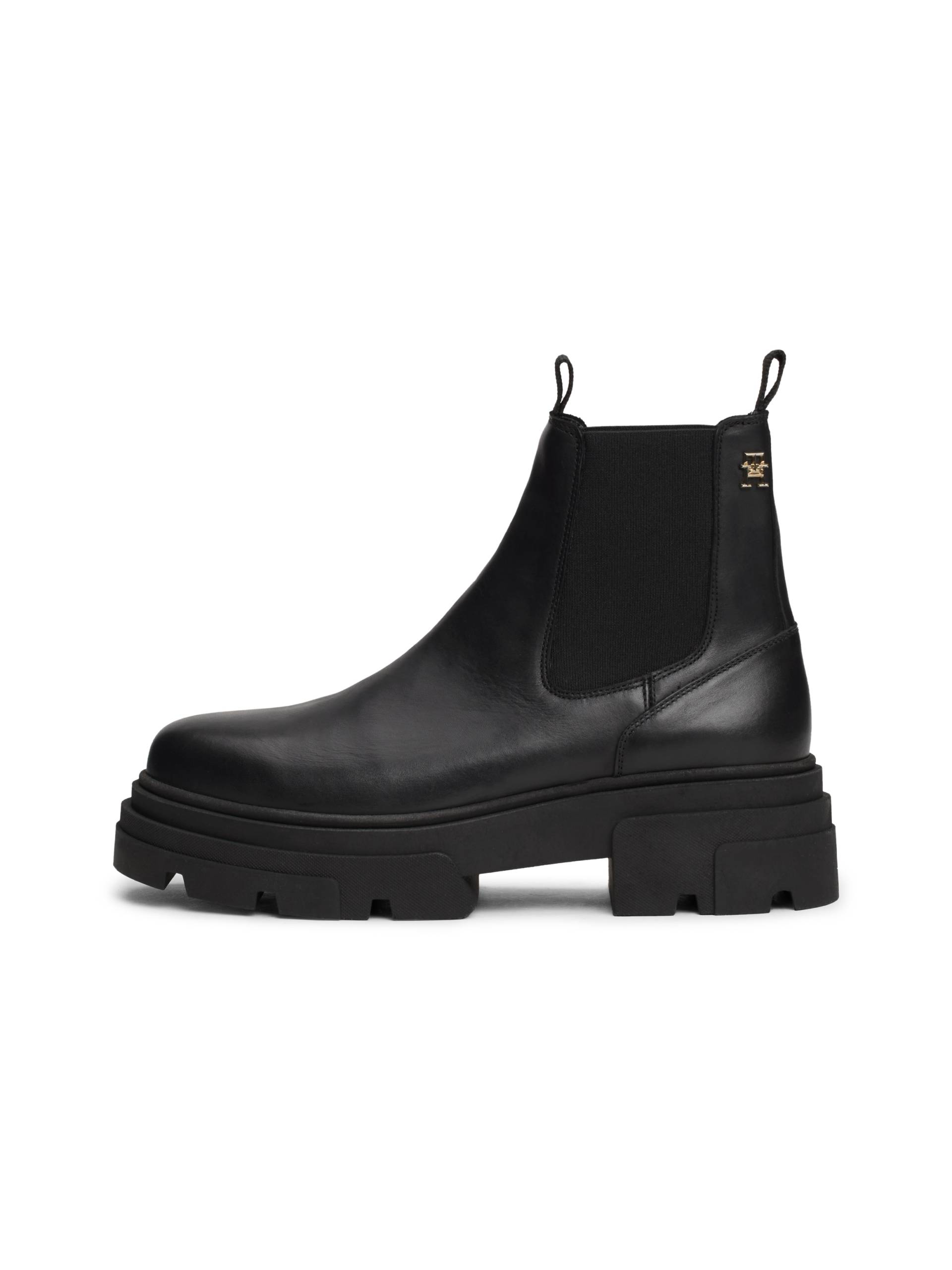 Tommy Hilfiger Chelseaboots »COMBAT LEATHER LOW CHELSEA«, Blockabsatz, Stiefelette, Chunky Boots mit zwei Anziehlaschen von TOMMY HILFIGER