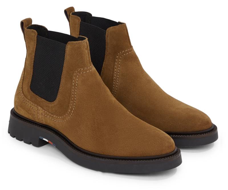 Tommy Hilfiger Chelseaboots »HILFIGER COMFORT LWT SUEDE CHEL«, Blockabsatz, Businessmode, Stiefelette, Boots mit Stretcheinsatz von TOMMY HILFIGER