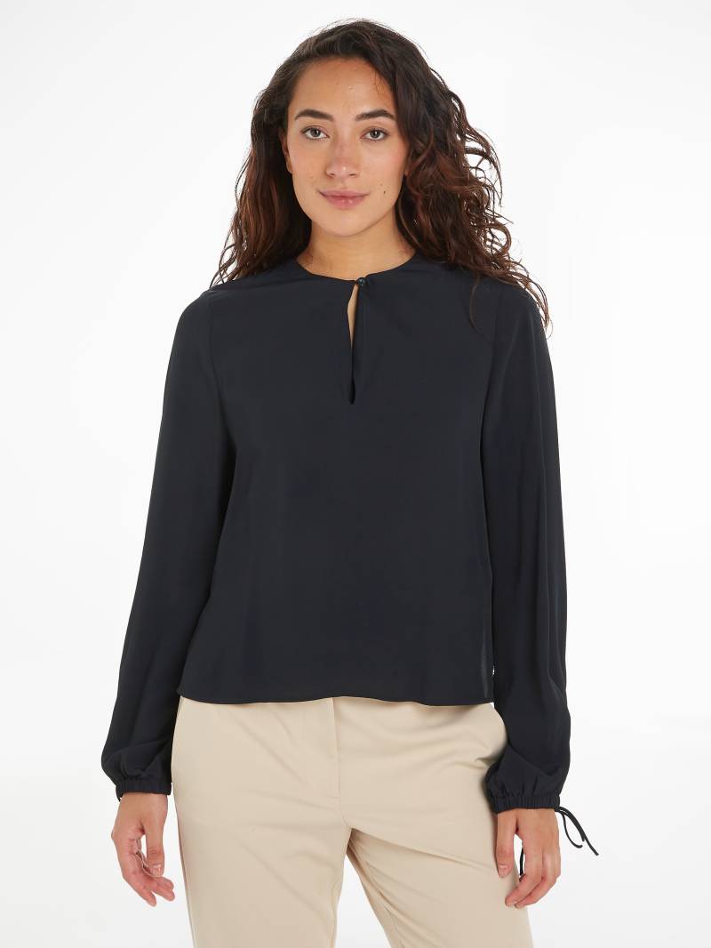 Tommy Hilfiger Crepebluse »VISCOSE CREPE SOLID VN BLOUSE«, mit Metalllabel von TOMMY HILFIGER