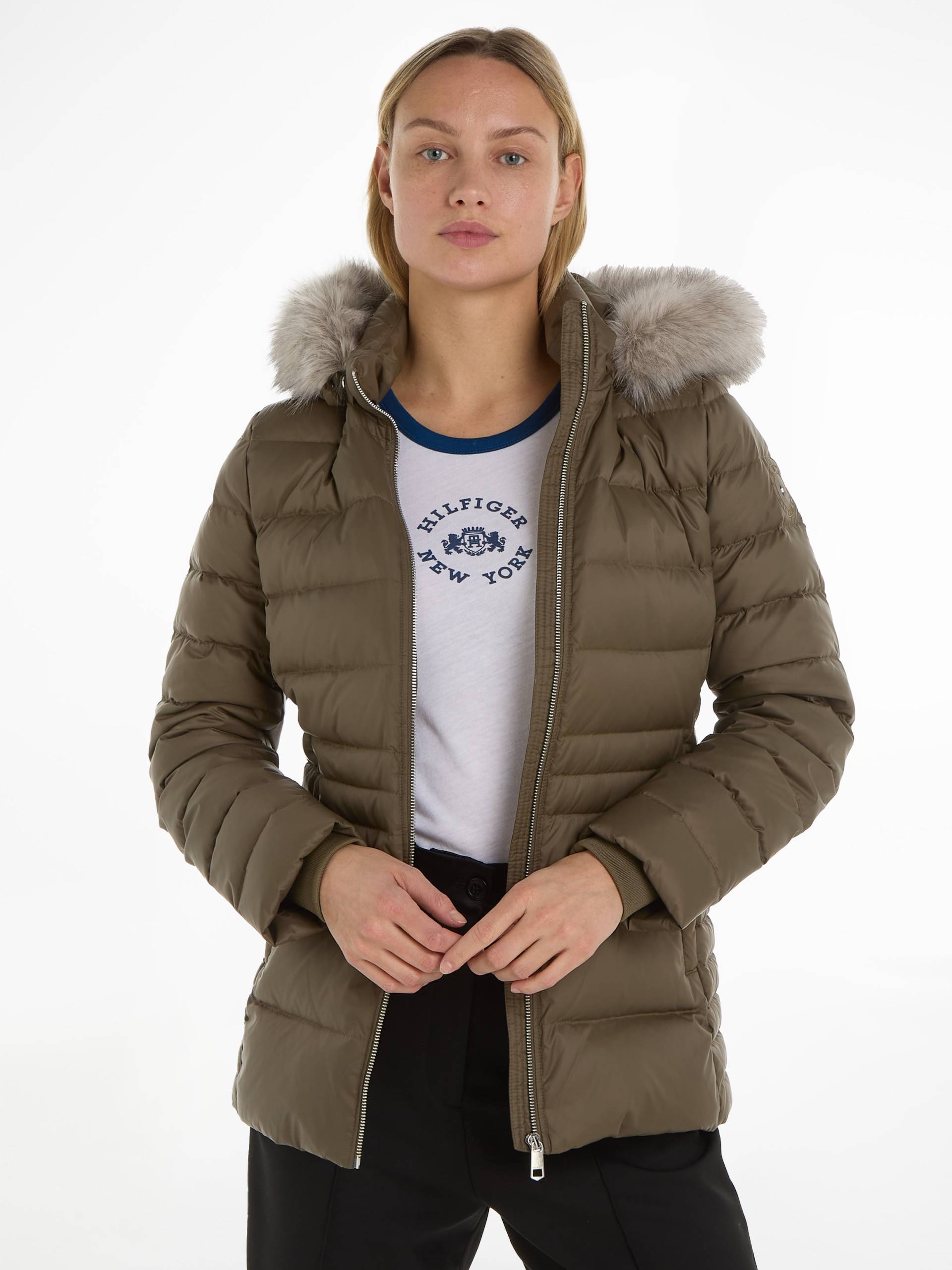 Tommy Hilfiger Daunenjacke »TYRA DOWN JACKET WITH FUR«, mit Kapuze, mit Kunstpelz-Besatz an Kapuze von TOMMY HILFIGER