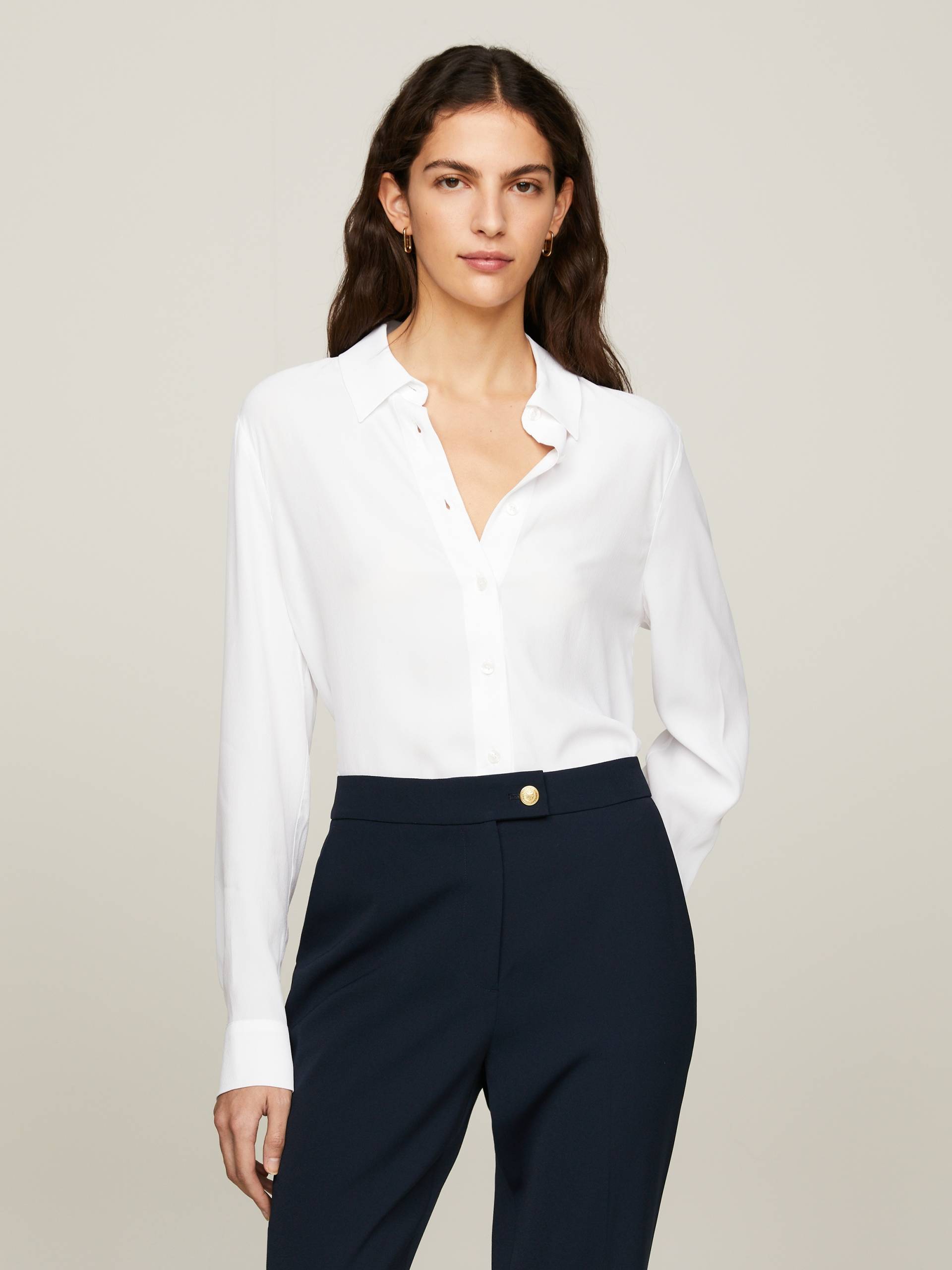 Tommy Hilfiger Hemdbluse »FLUID VIS CREPE REGULAR SHIRT LS«, mit Seitenschlitzen von TOMMY HILFIGER