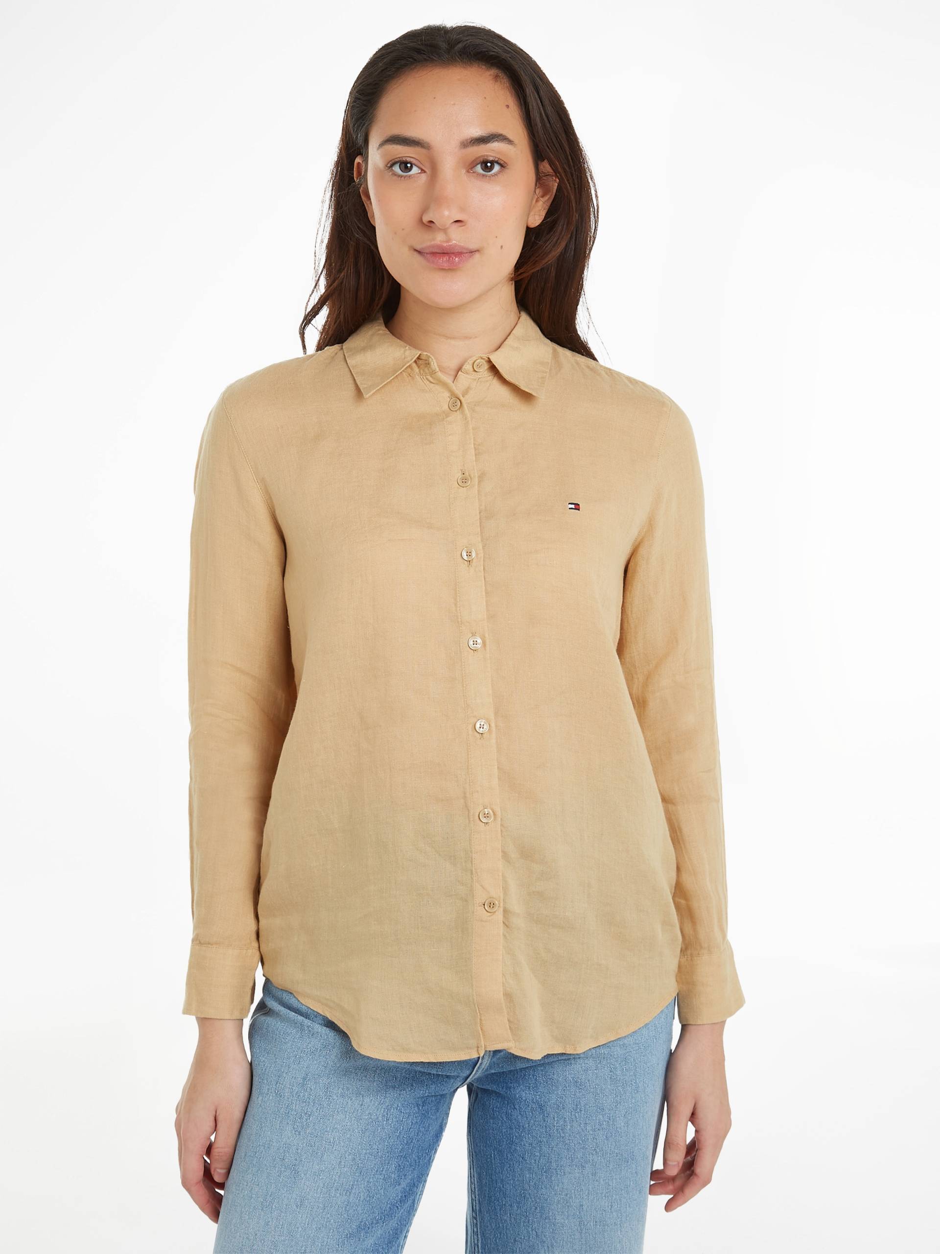 Tommy Hilfiger Hemdbluse »LINEN RELAXED SHIRT LS«, mit Logostickerei auf der Brust von TOMMY HILFIGER