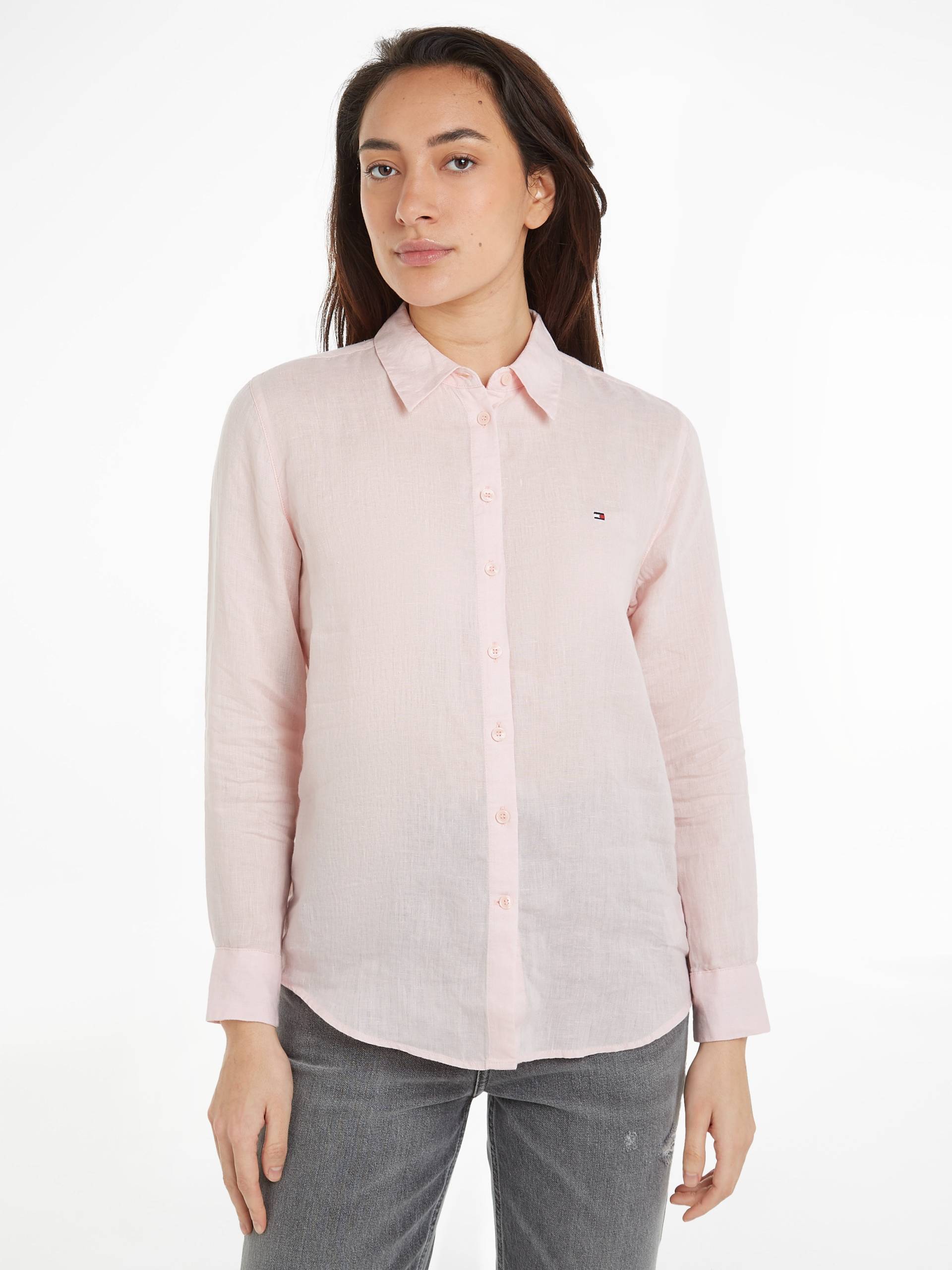 Tommy Hilfiger Hemdbluse »LINEN RELAXED SHIRT LS«, mit Logostickerei auf der Brust von TOMMY HILFIGER