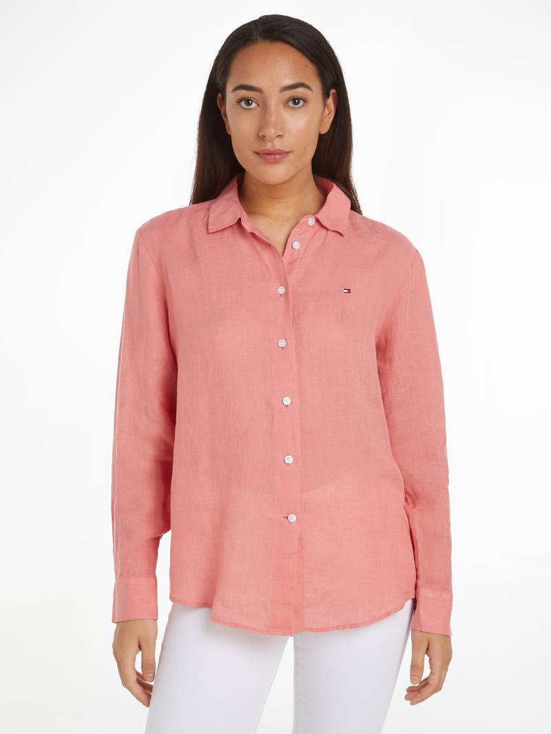 Tommy Hilfiger Hemdbluse »LINEN STP RELAXED SHIRT LS«, mit Logostickerei auf der Brust von TOMMY HILFIGER