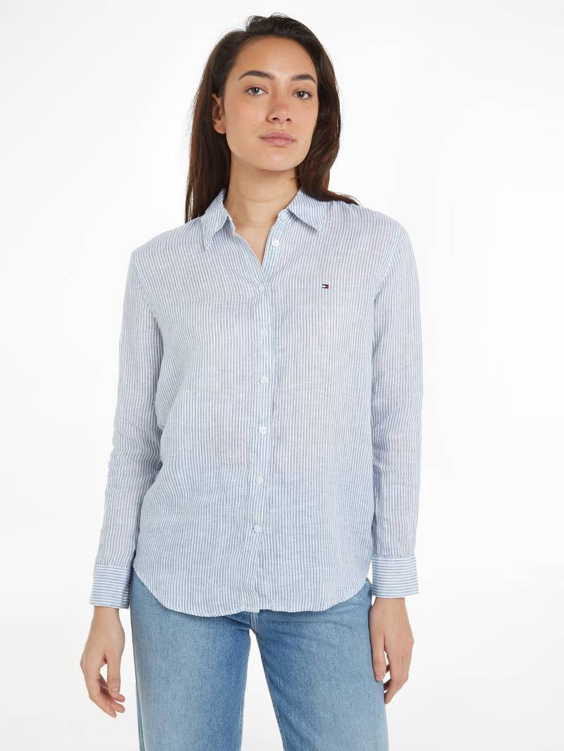 Tommy Hilfiger Hemdbluse »LINEN STP RELAXED SHIRT LS«, mit Logostickerei auf der Brust von TOMMY HILFIGER