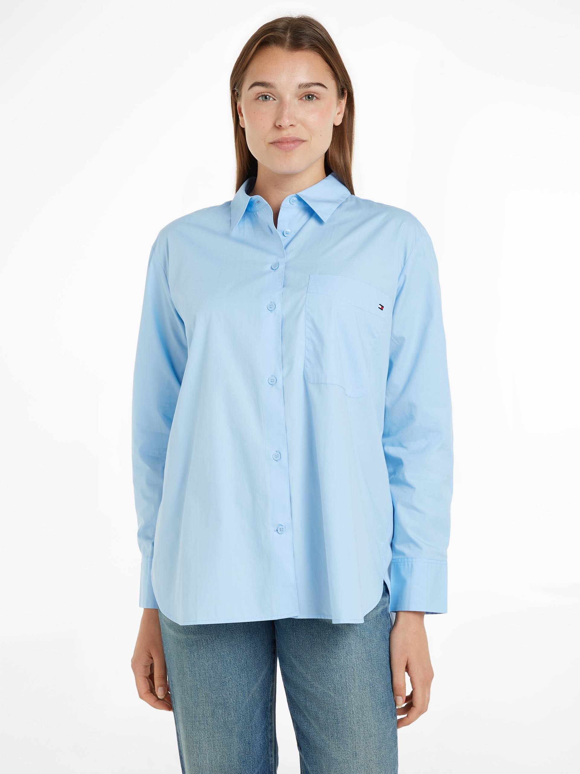 Tommy Hilfiger Hemdbluse »SOLID COTTON EASY FIT SHIRT«, mit Brusttasche von TOMMY HILFIGER