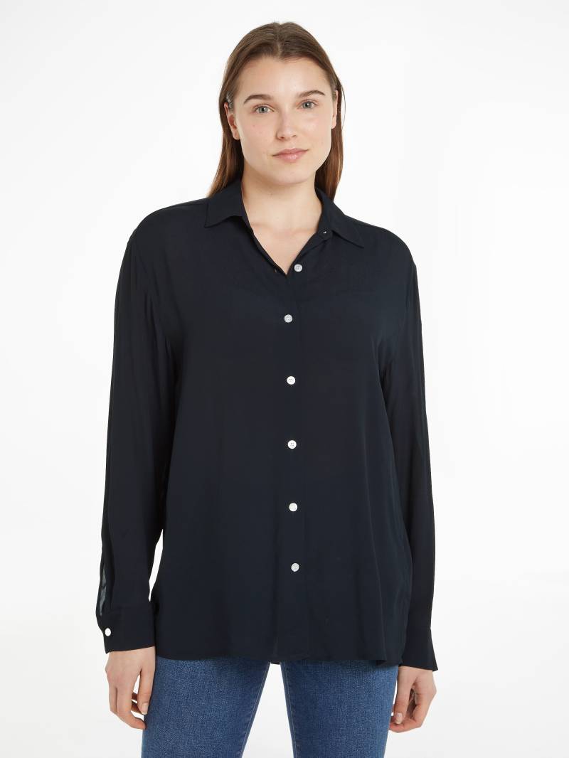 Tommy Hilfiger Hemdbluse »VISCOSE CREPE FLUID SHIRT LS«, mit kleinem Markenlabel auf dem Ärmelabschluss von TOMMY HILFIGER