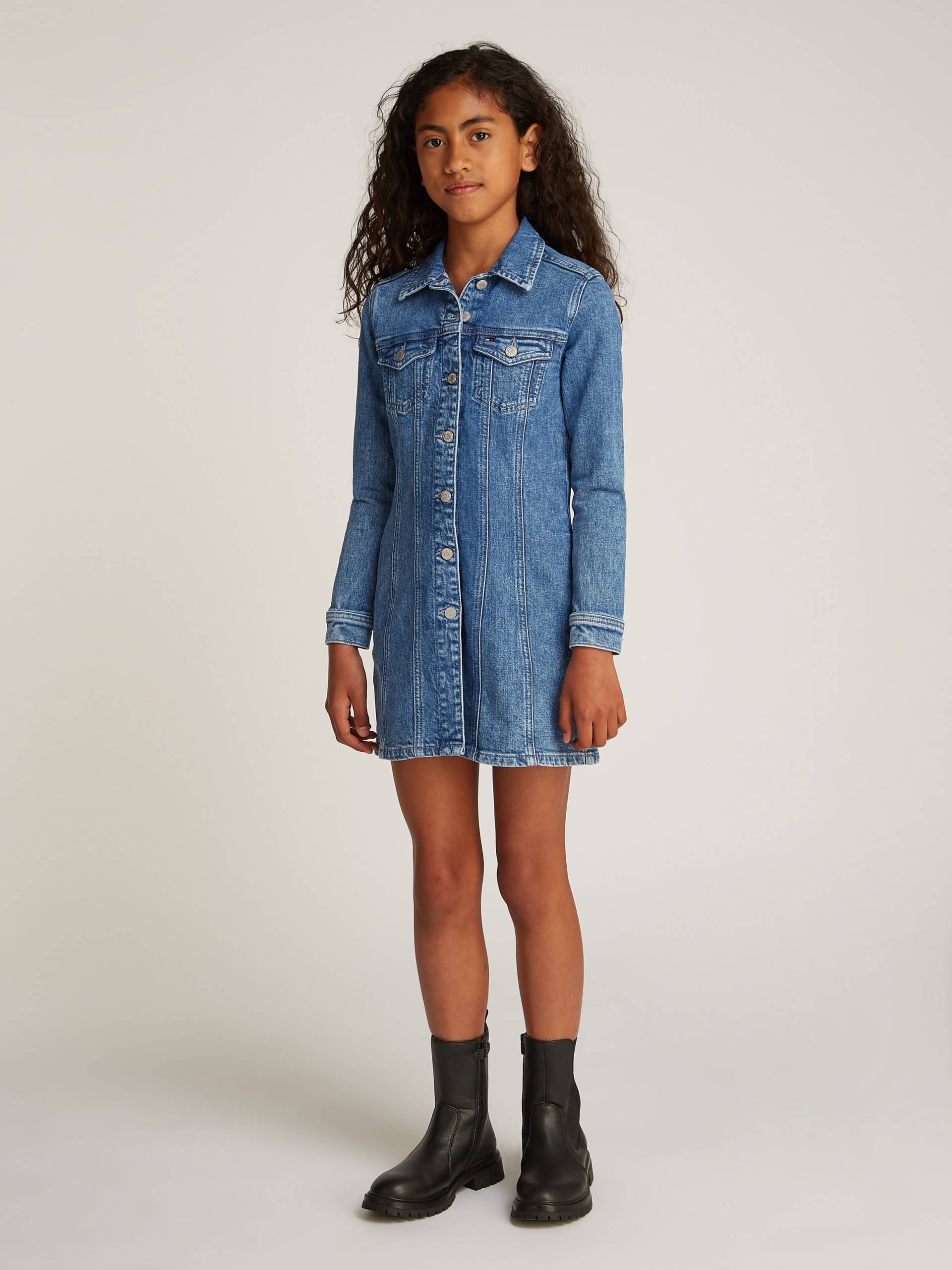 Tommy Hilfiger Jeanskleid »DENIM DRESS LS«, mit Brusttaschen, in blauer Waschung von TOMMY HILFIGER