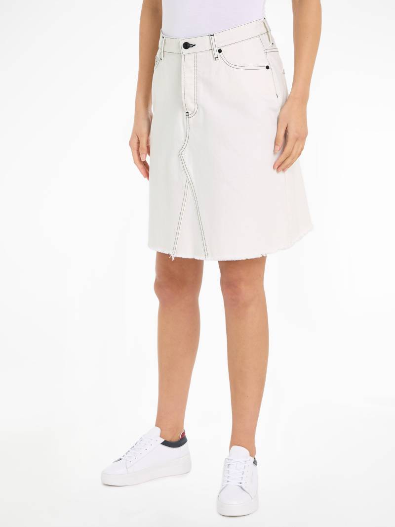 Tommy Hilfiger Jeansrock »DNM RW A-LINE SKIRT ECRU«, Webrock mit Logoprägung von TOMMY HILFIGER