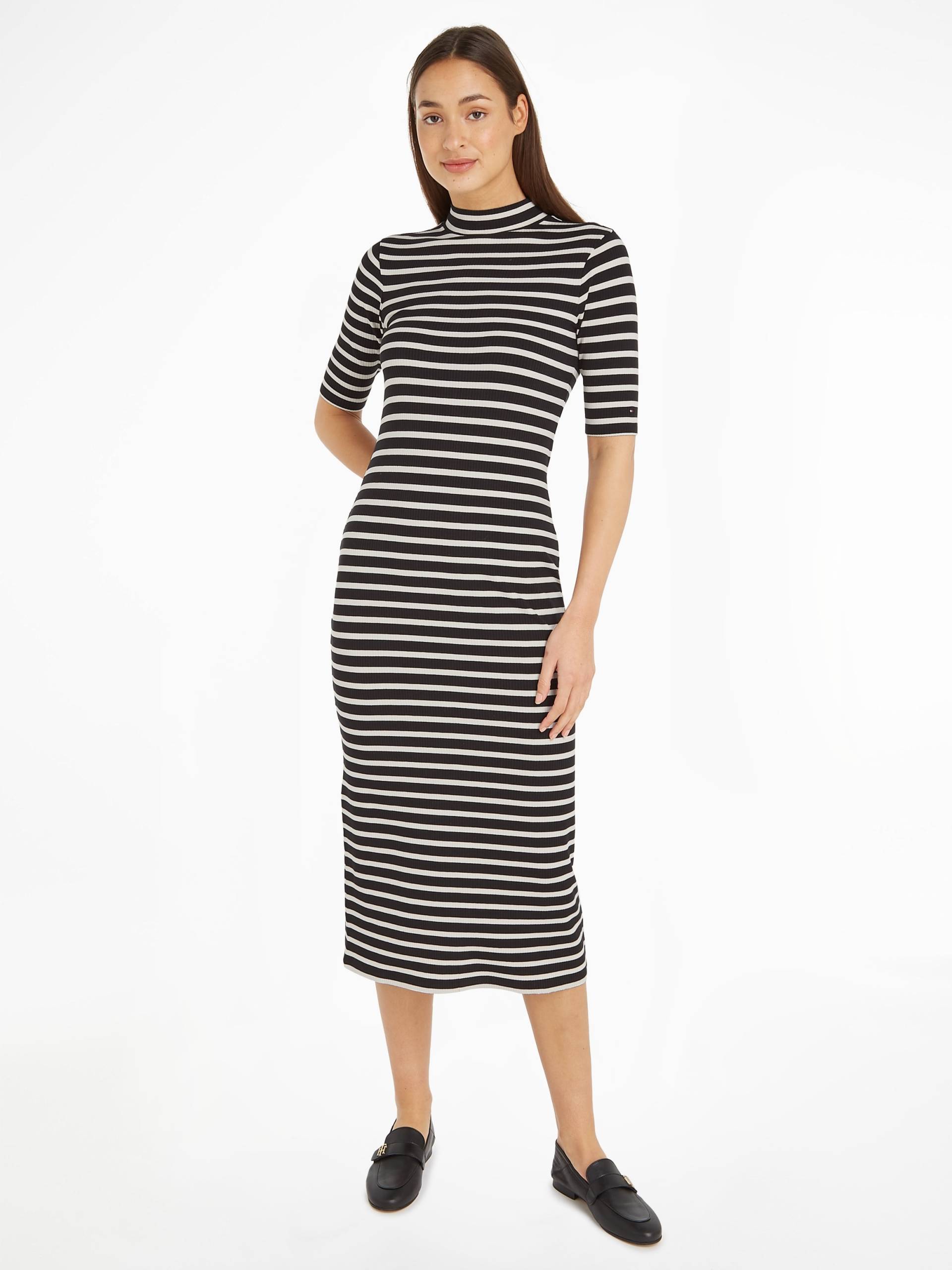 Tommy Hilfiger Jerseykleid »SLIM 5X2 RIB STRIPE MIDI DRS 1/2«, mit Logostickerei von TOMMY HILFIGER