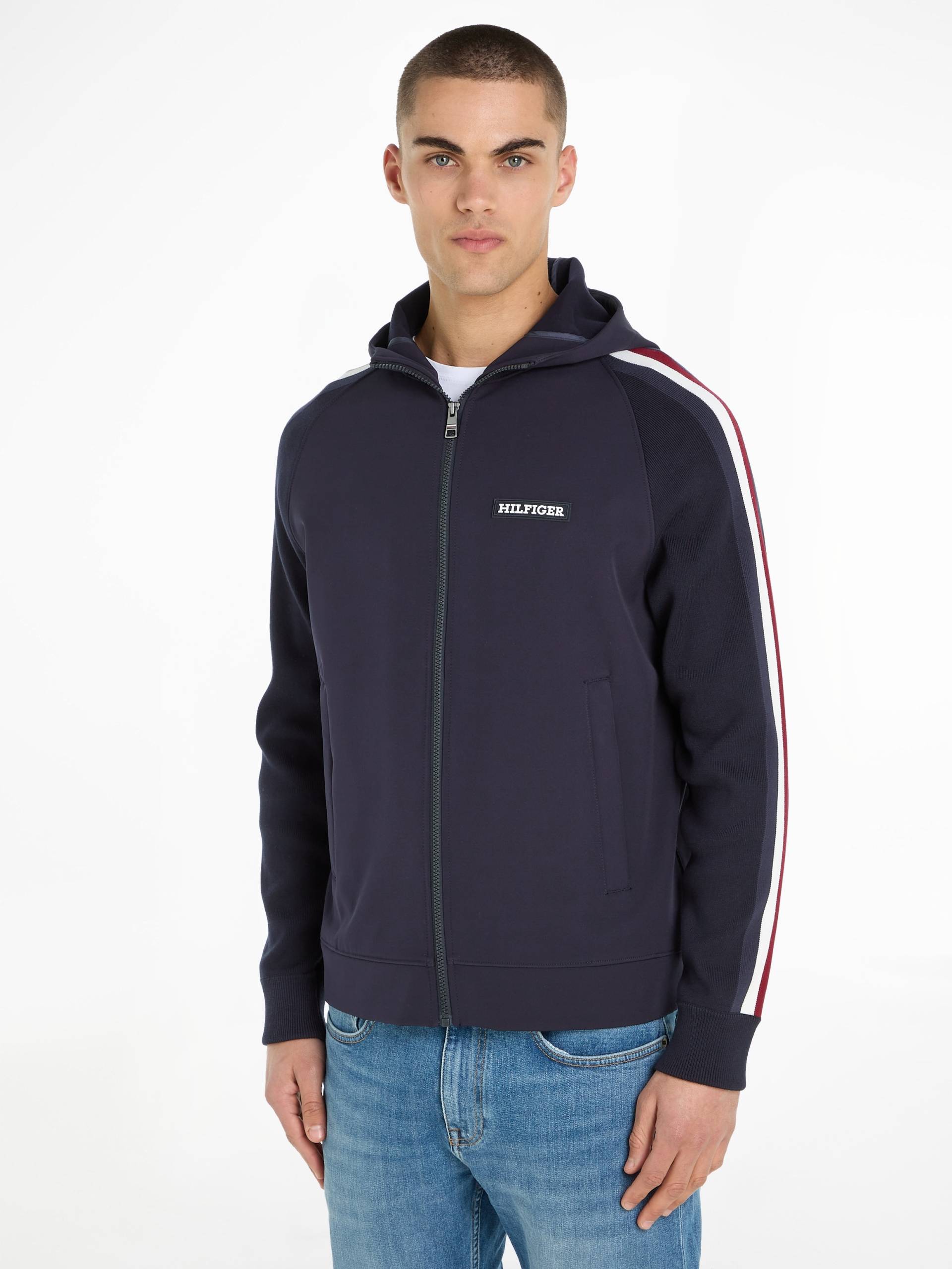 Tommy Hilfiger Kapuzenpullover »MIXED MEDIA HOODED SWEATER«, mit TH-Streifen an den Ärmeln von TOMMY HILFIGER