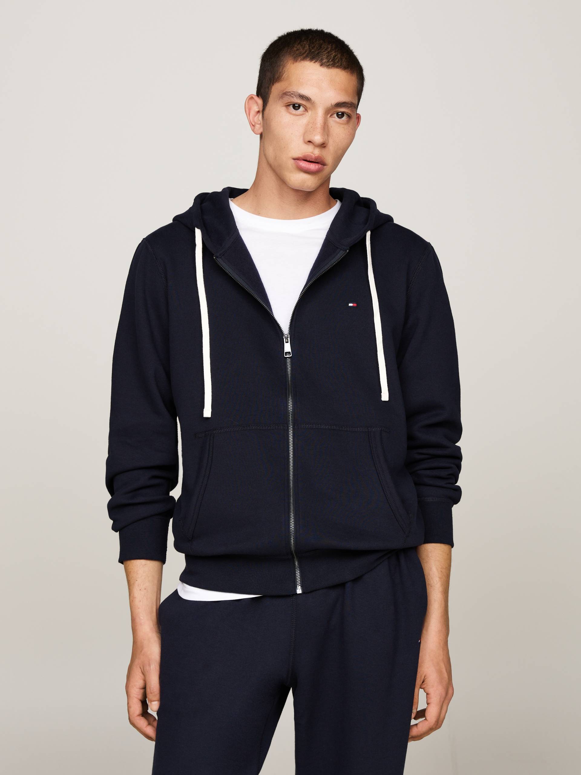 Tommy Hilfiger Kapuzensweatjacke »ESSENTIAL FLEECE ZIP THROUGH«, kleine Logostickerei von TOMMY HILFIGER