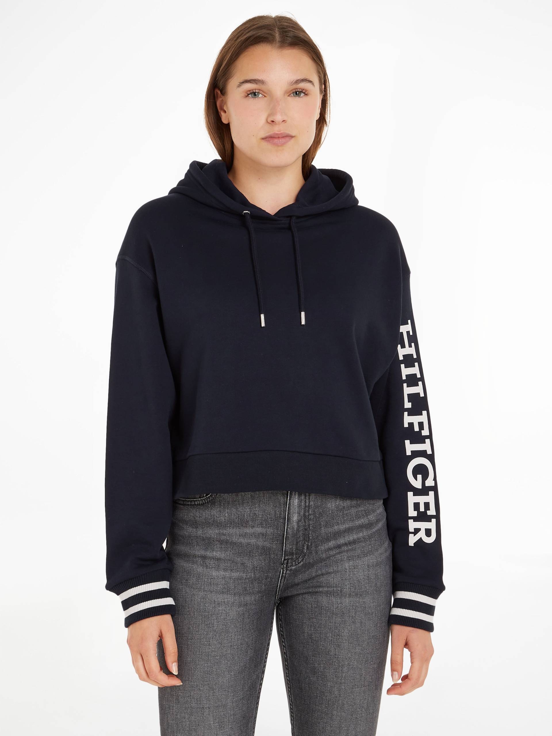 Tommy Hilfiger Kapuzensweatshirt »REG MONOTYPE SLV CROP HOODIE«, mit markantem Hilfiger Logo-Schriftzug Auf dem Ärmel von TOMMY HILFIGER