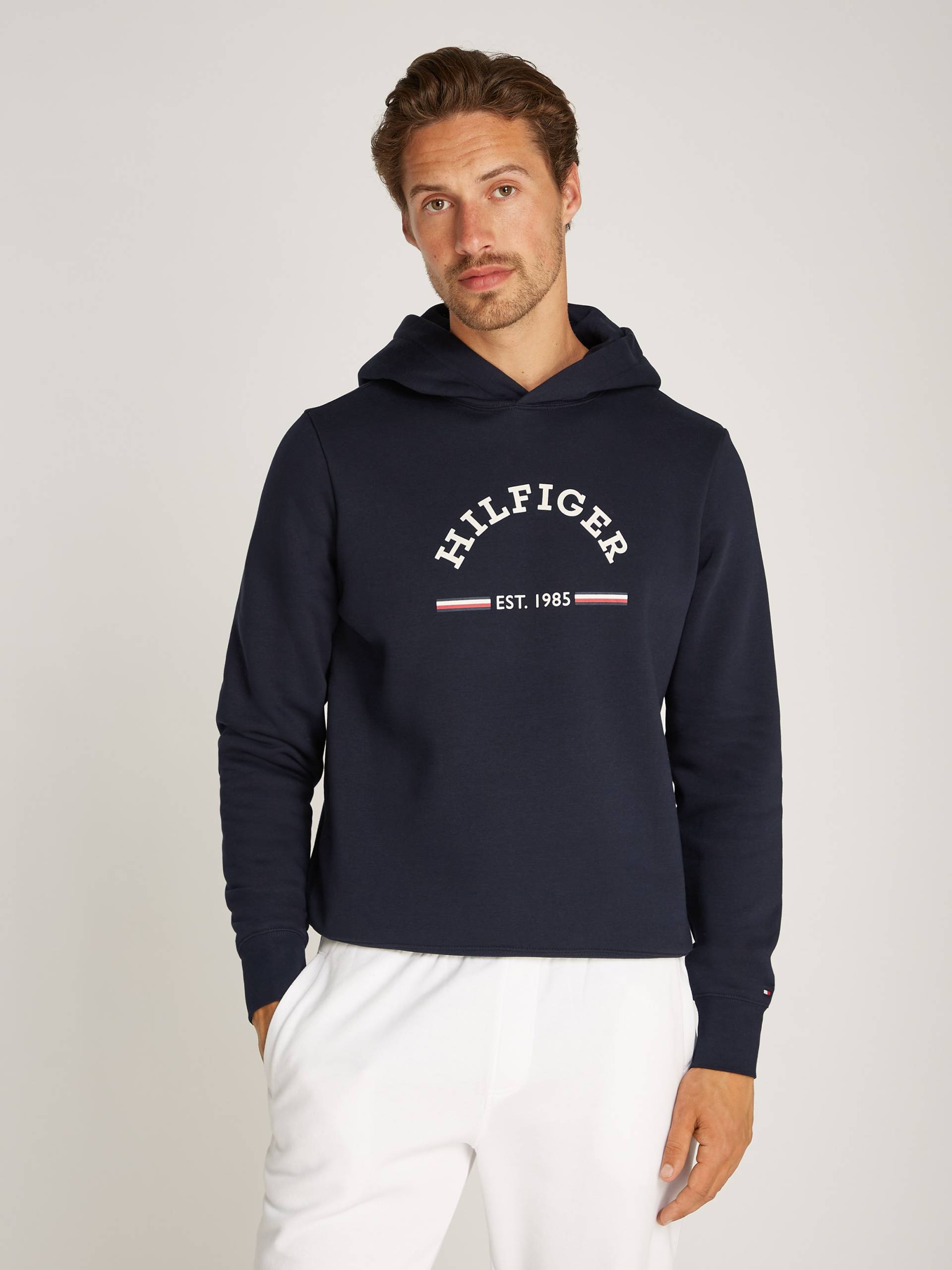 Tommy Hilfiger Kapuzensweatshirt »ROUNDALL HOODY«, kontrastfarbener Markenprint von TOMMY HILFIGER