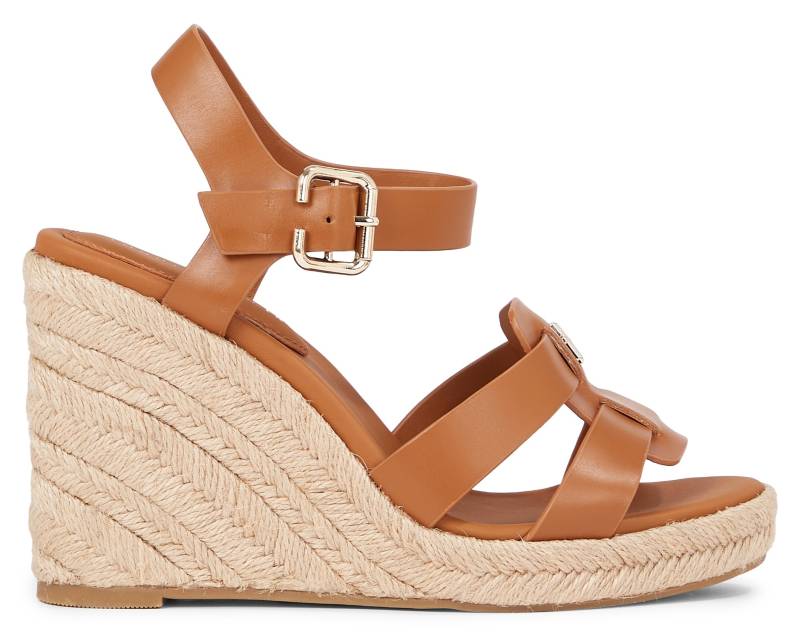 Tommy Hilfiger Keilsandalette »ESPADRILLE HIGH WEDGE LEATHER«, Sommerschuh, Sandale, Keilabsatz, mit verstellbarem Riemchen von TOMMY HILFIGER