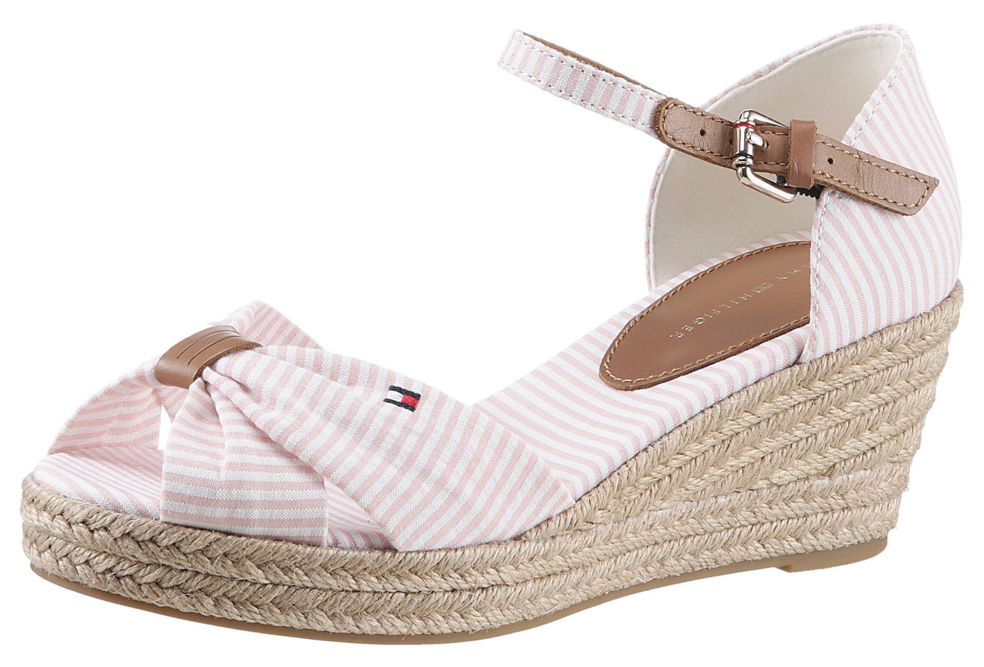 Tommy Hilfiger Keilsandalette »HIGH WEDGE SEERSUCKER«, mit gestickter Logoflagge von TOMMY HILFIGER