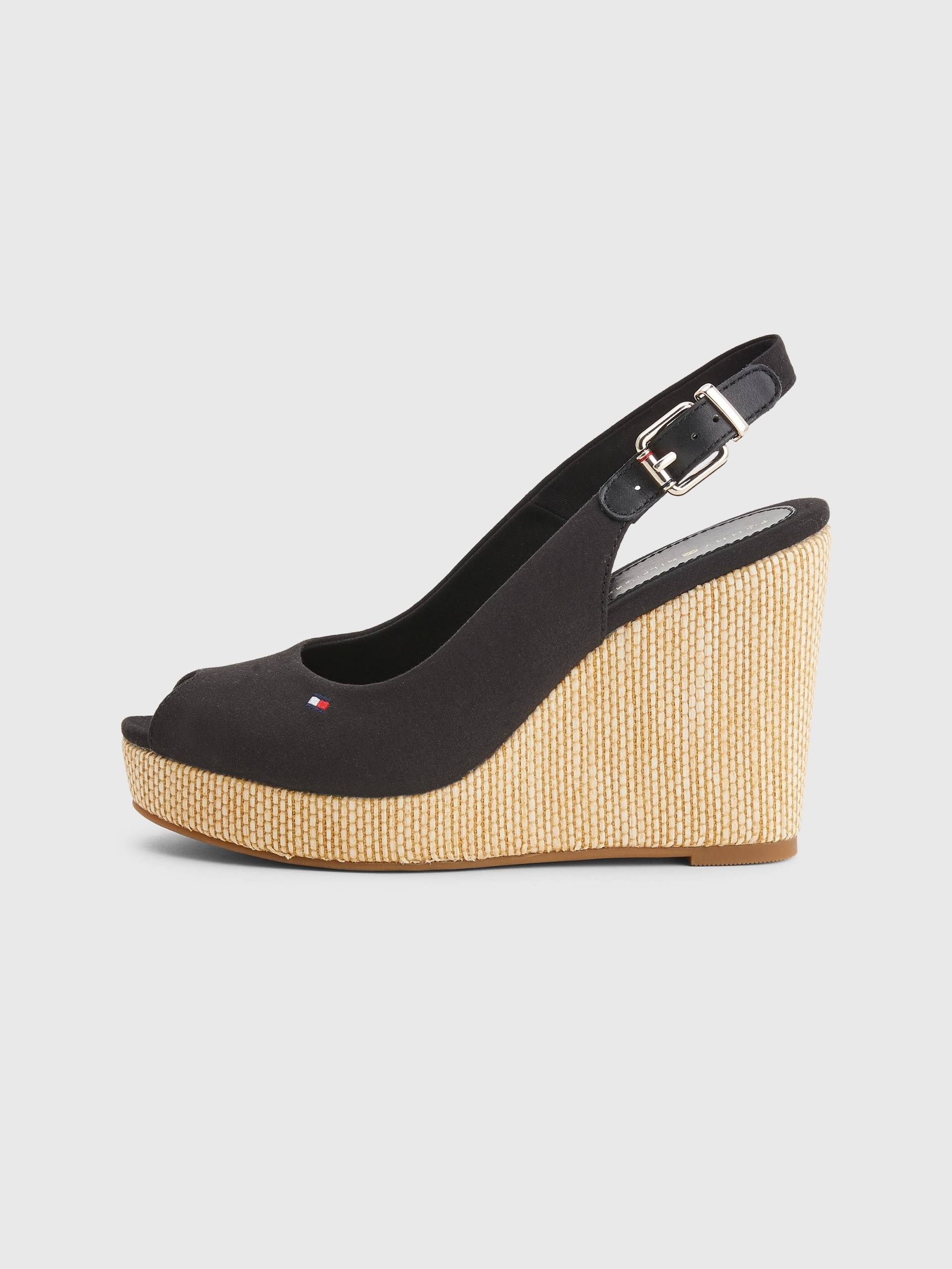 Tommy Hilfiger Keilsandalette »ICONIC ELENA SLING BACK WEDGE«, Sommerschuh, Sandale, Keilabsatz, mit verstellbarer Schnalle von TOMMY HILFIGER