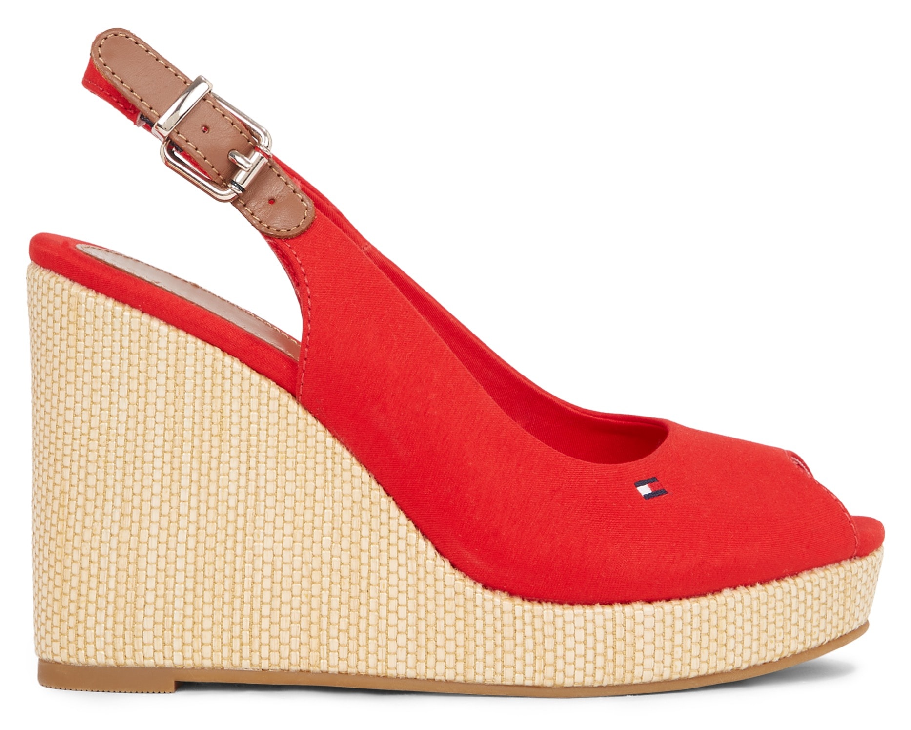 Tommy Hilfiger Keilsandalette »ICONIC ELENA SLING BACK WEDGE«, Sommerschuh, Sandale, Keilabsatz, mit verstellbarer Schnalle von TOMMY HILFIGER