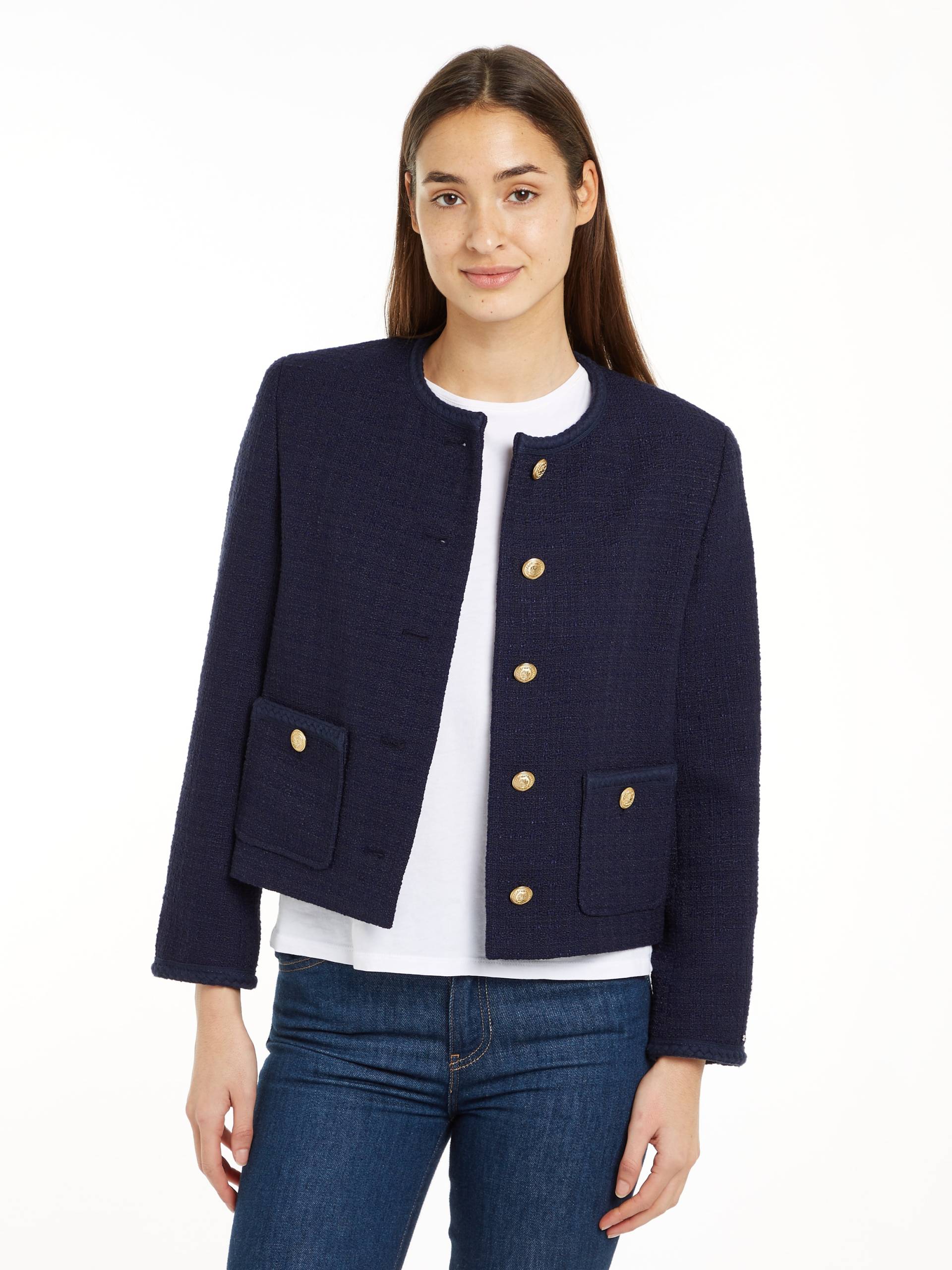 Tommy Hilfiger Kurzblazer »TWEED CO MIX CREW NECK JACKET«, Tweed Qualität, Rundhals von TOMMY HILFIGER