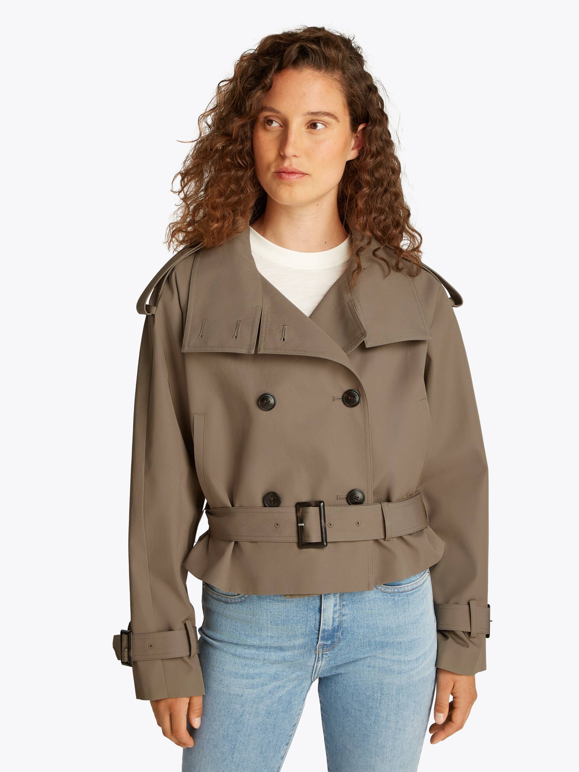 Tommy Hilfiger Kurzjacke »COTTON CROP TRENCH«, mit Gürtel in der Taille, mit Rückenpasse, mit Eingrifftaschen von TOMMY HILFIGER