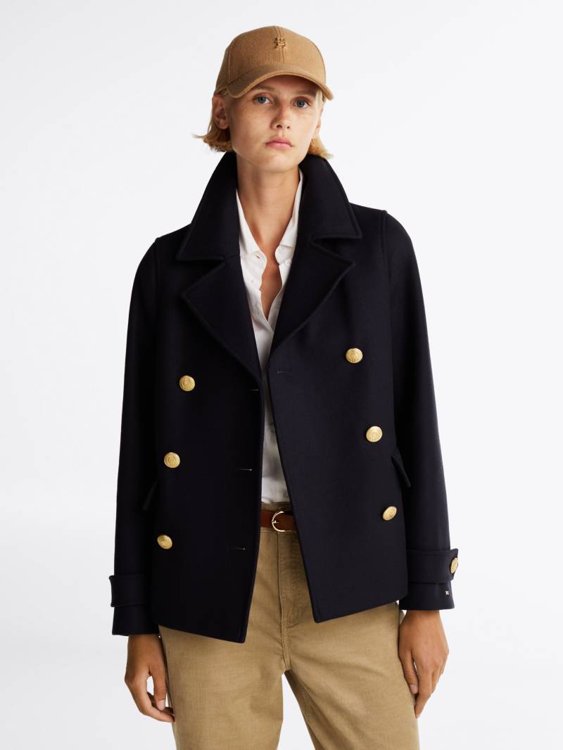 Tommy Hilfiger Kurzmantel »WOOL BLEND DB PEACOAT«, mit Logo-Flagge von TOMMY HILFIGER