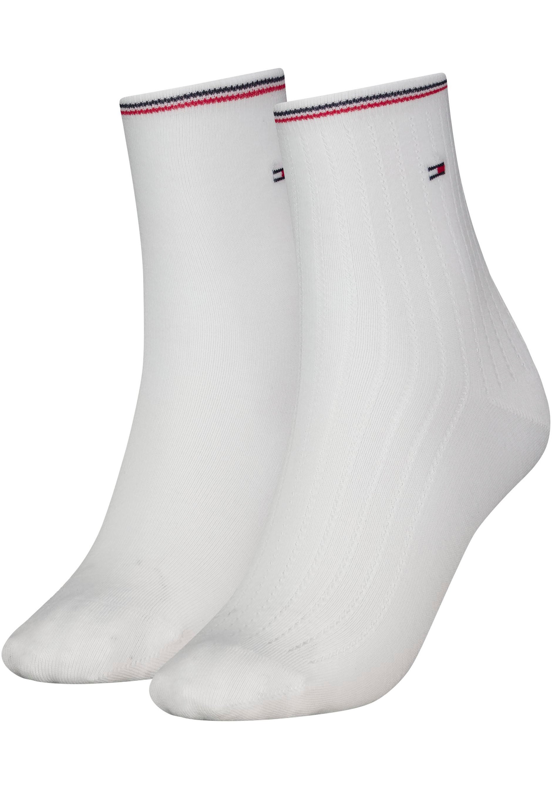 Tommy Hilfiger Kurzsocken »WOMEN SHORT SOCK OPENWORK GLOBAL STRIPE«, mit kleiner Logostickerei von TOMMY HILFIGER