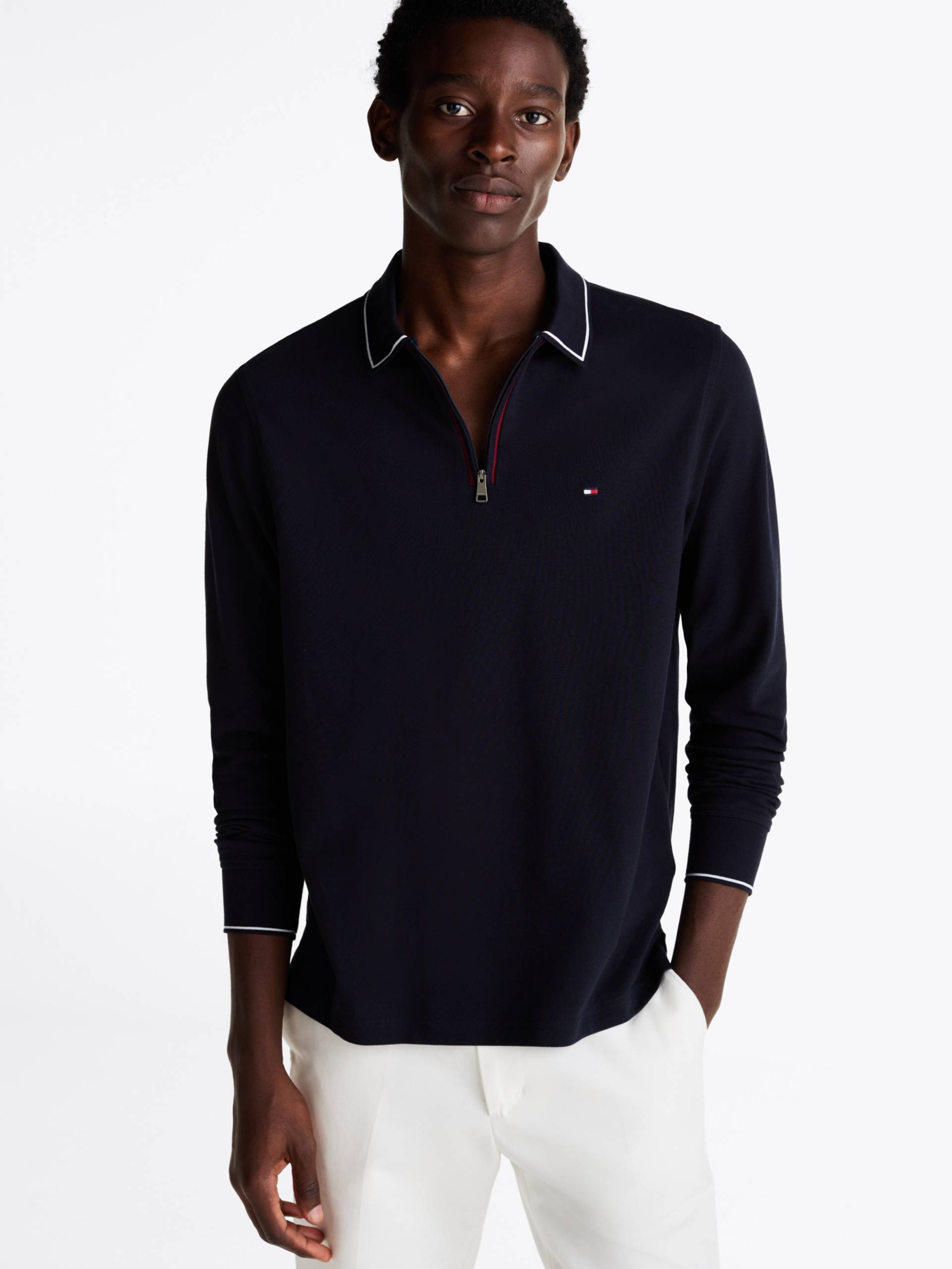 Tommy Hilfiger Langarm-Poloshirt »LS ZIP RWB DETAIL REG POLO« von TOMMY HILFIGER