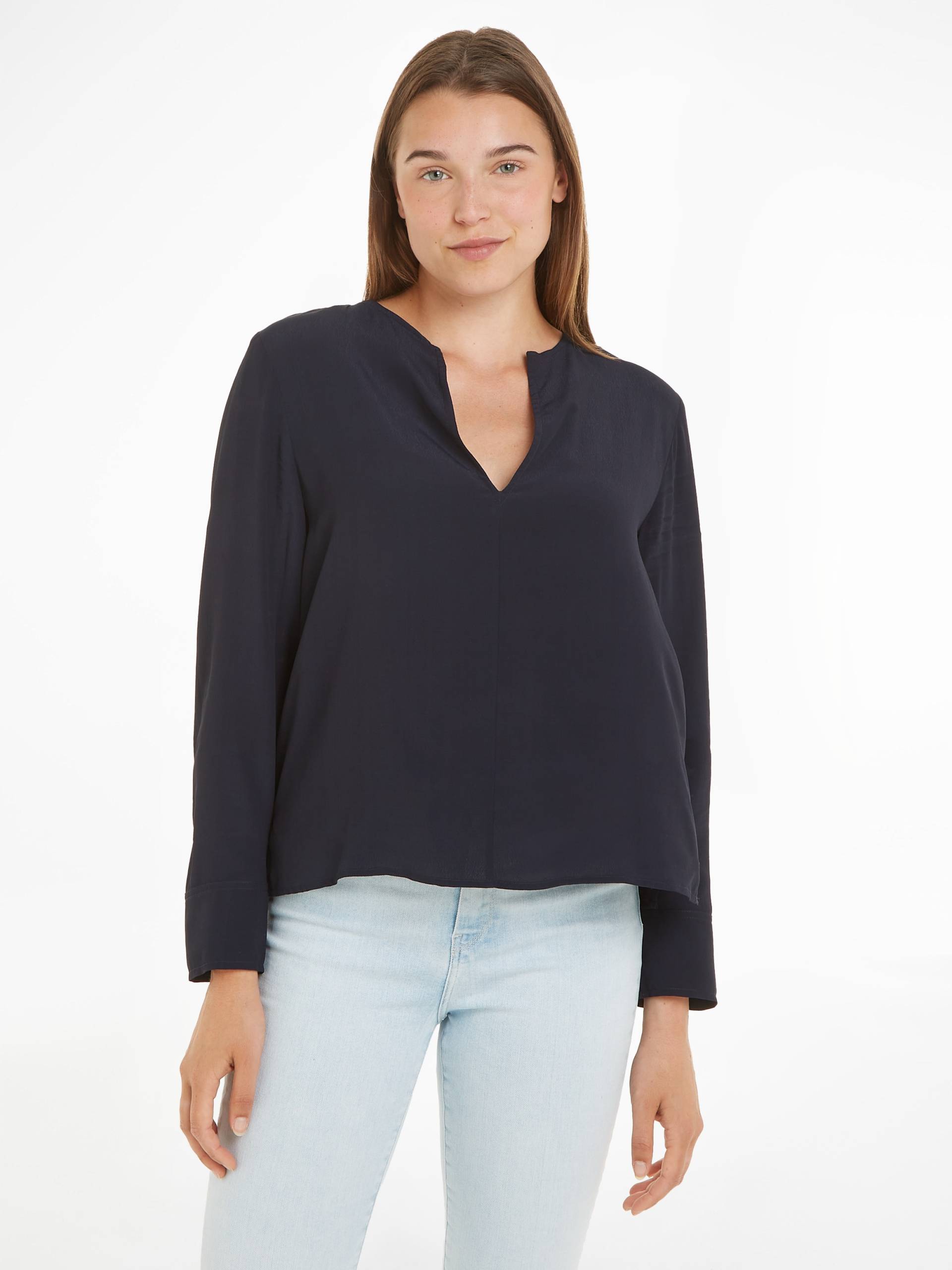 Tommy Hilfiger Langarmbluse »VISCOSE CREPE V-NECK BLOUSE«, in Unifarbe Tommy Hilfiger Langarmbluse »VISCOSE CREPE V-NECK BLOUSE«, in Unifarbe von TOMMY HILFIGER