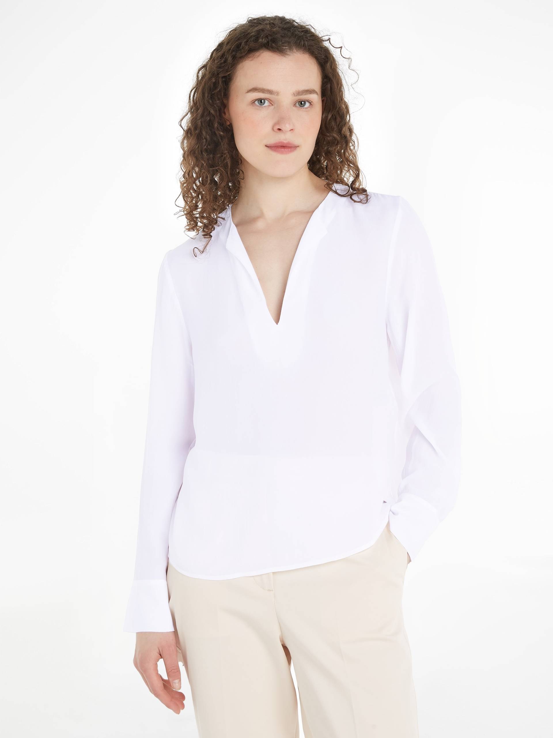 Tommy Hilfiger Langarmbluse »VISCOSE CREPE V-NECK BLOUSE«, in Unifarbe von TOMMY HILFIGER